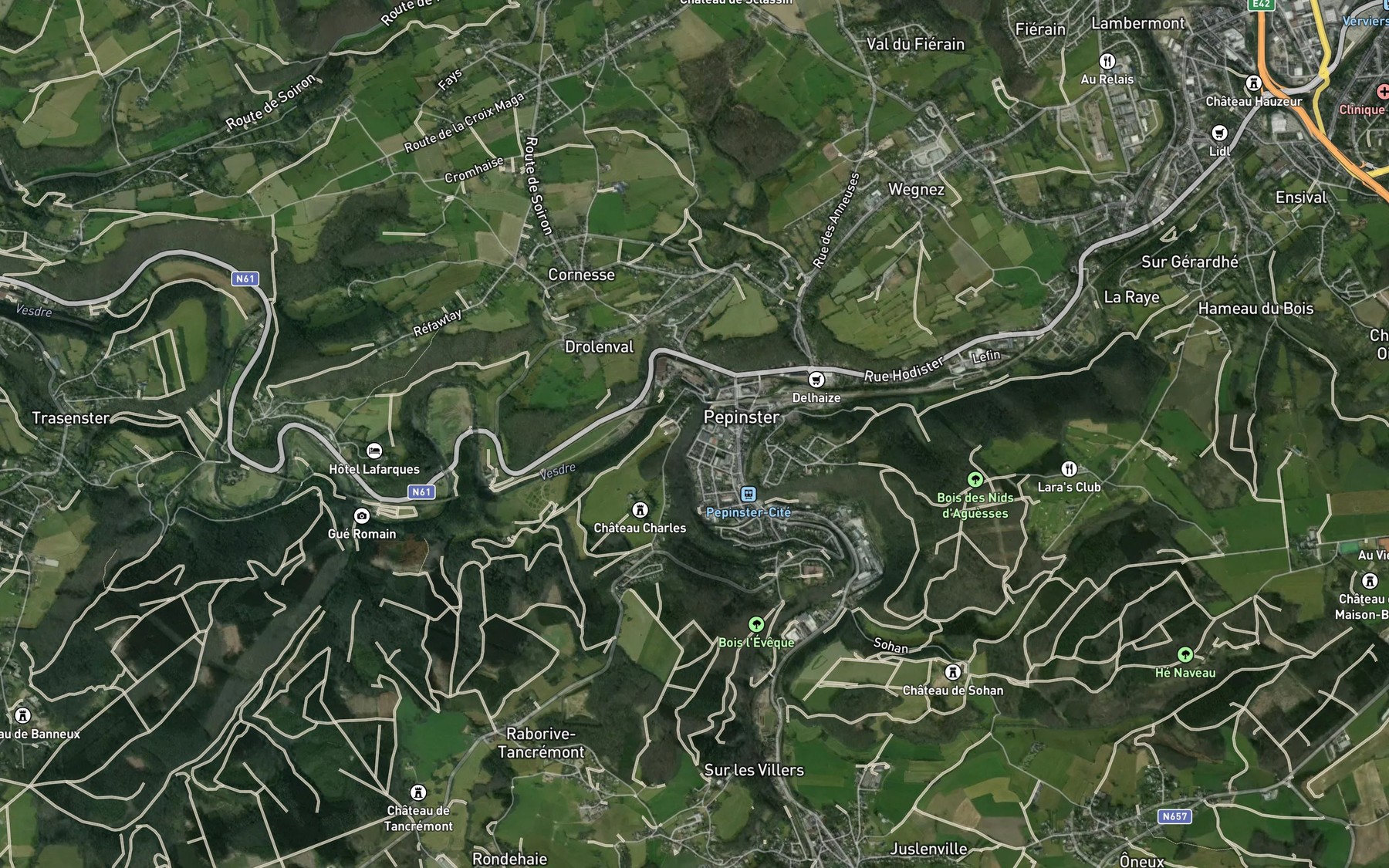 Satellite map of the Hoegne