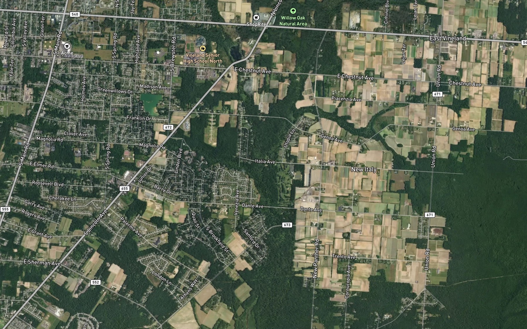 Satellite map of the Cedar Branch