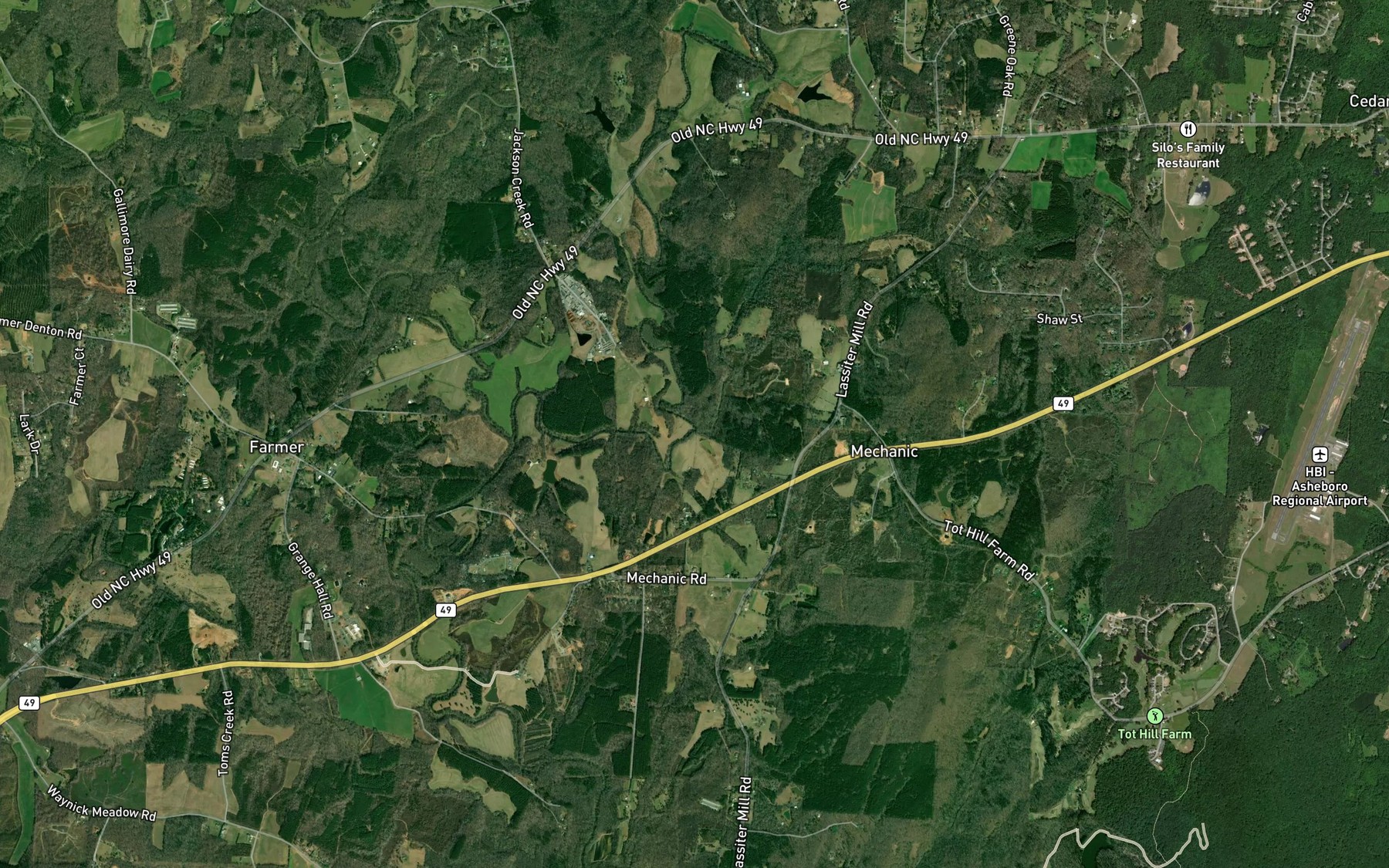 Satellite map of the Taylors Creek