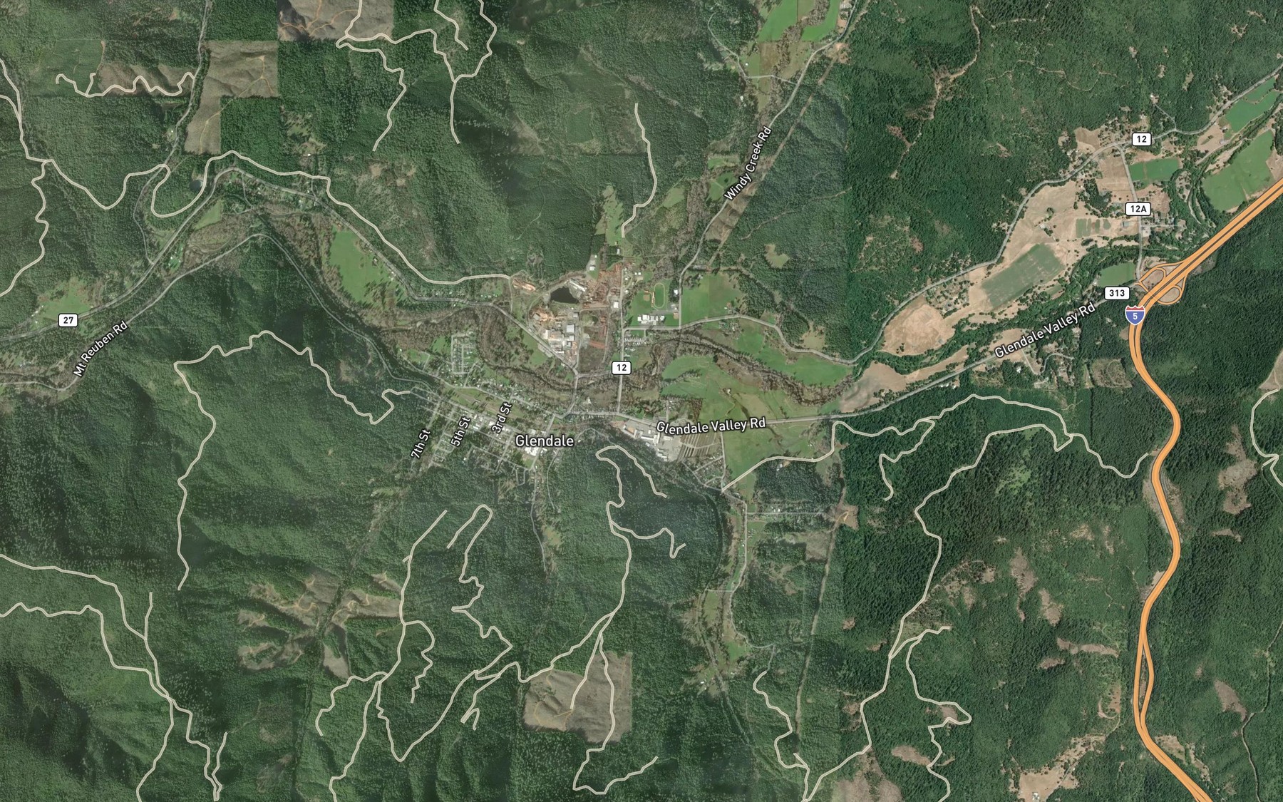 Satellite map of the Superior Log Pond