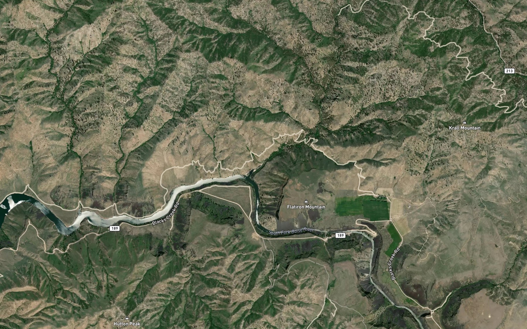 Satellite map of the Rattlesnake Creek