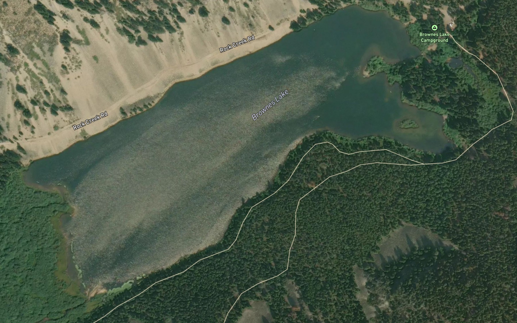 Satellite map of the Brownes Lake