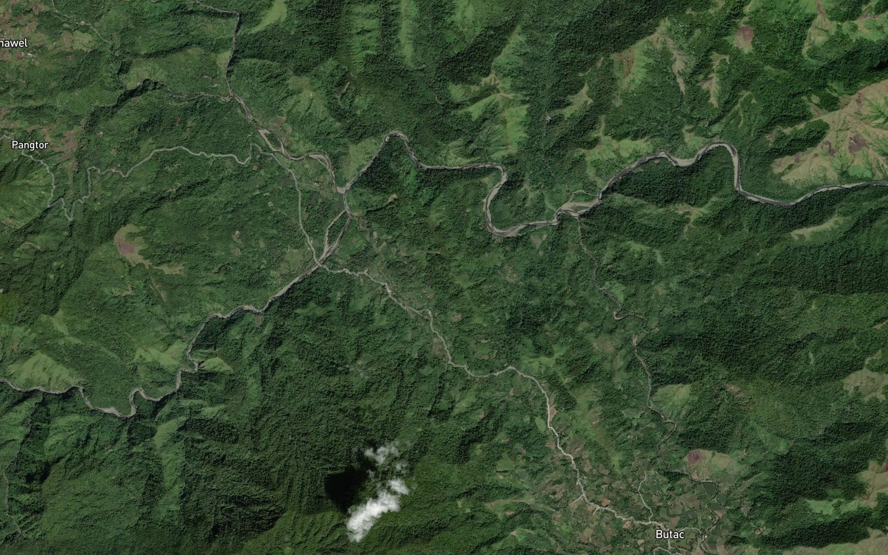 Satellite map of the Cadoclan River