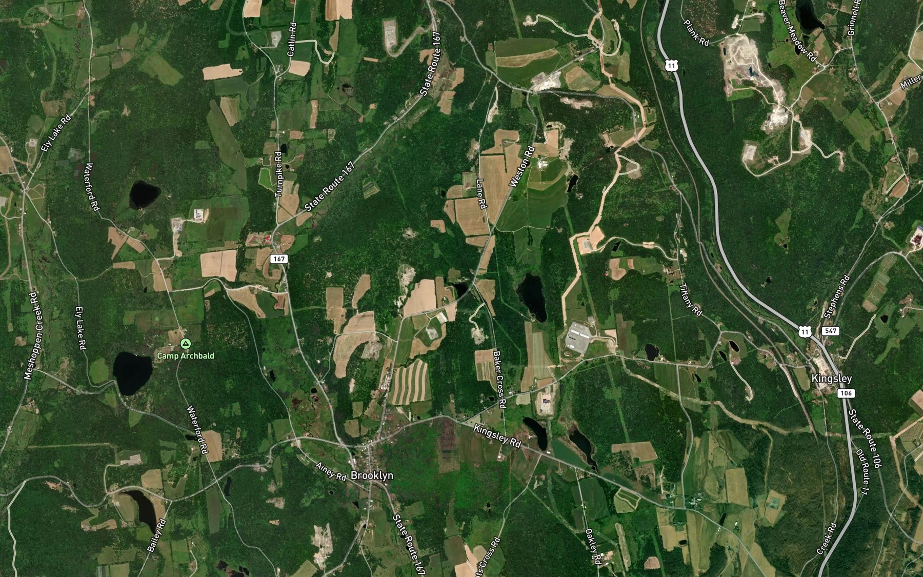 Satellite map of the McKinney Pond