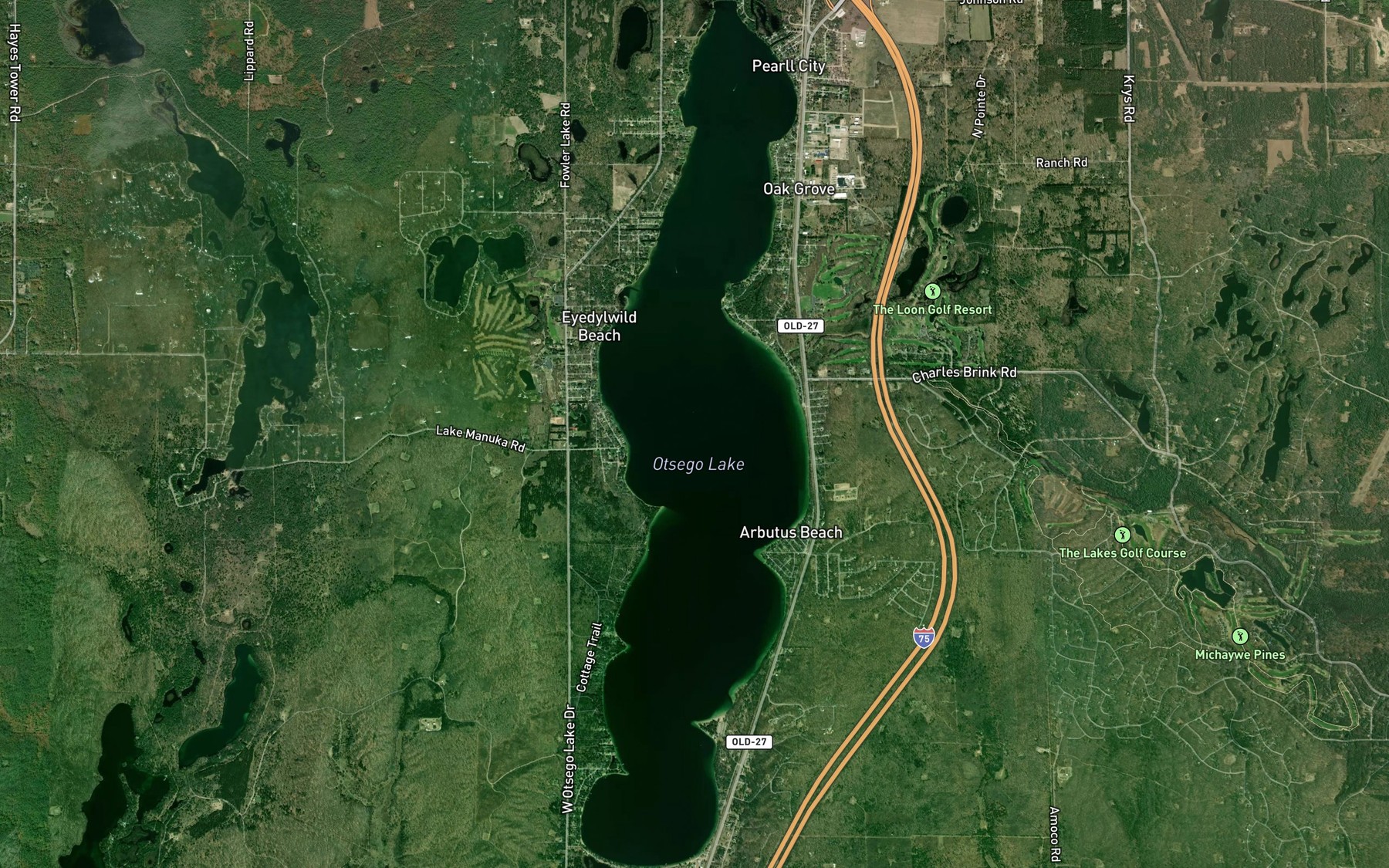 Satellite map of the Otsego Lake