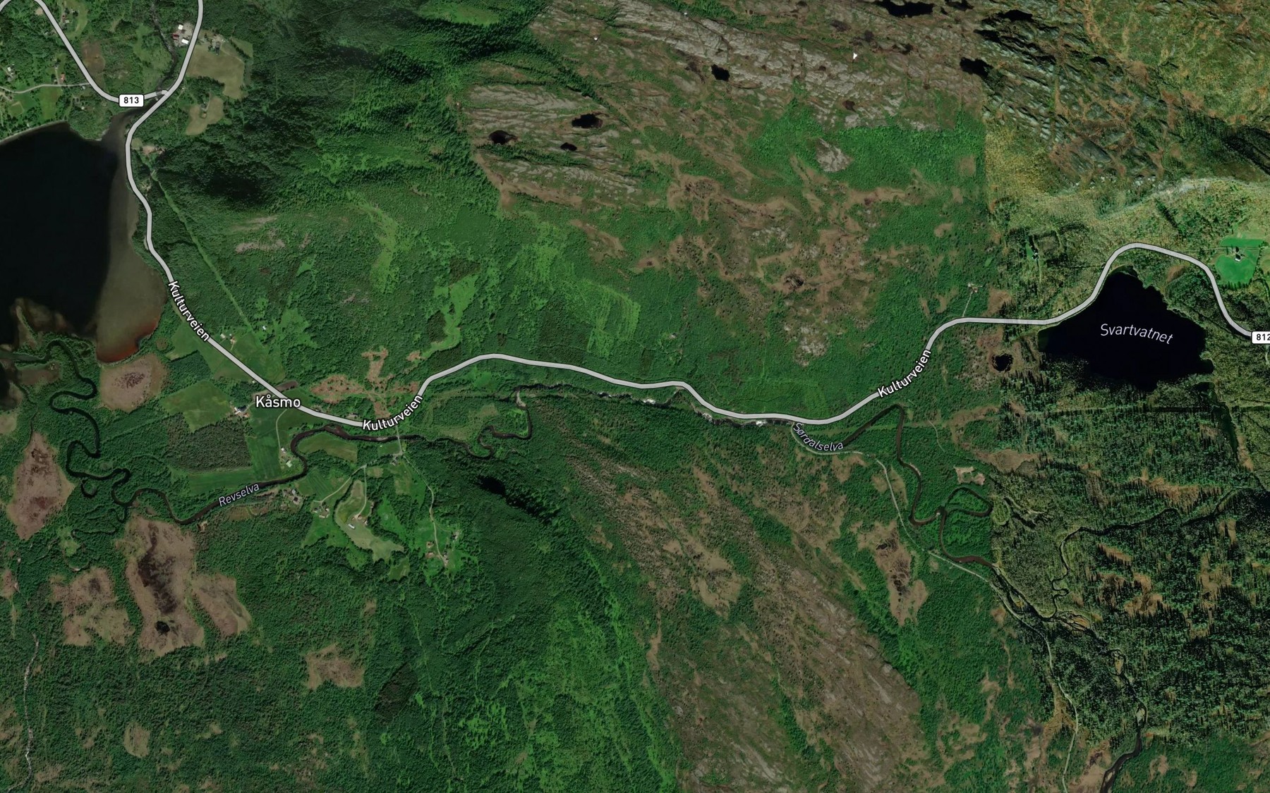 Satellite map of the Snelifossen