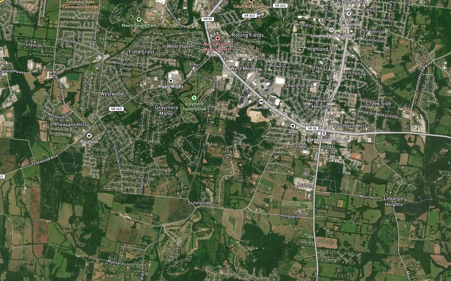 Satellite map of the Woody Spring
