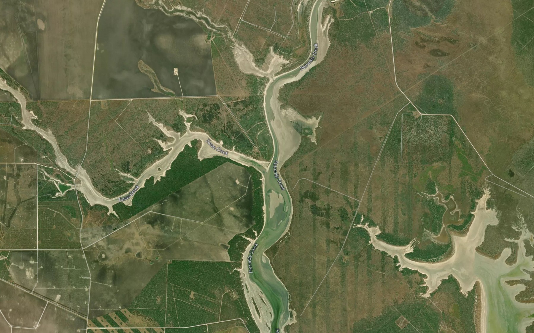 Satellite map of the Tunas Creek