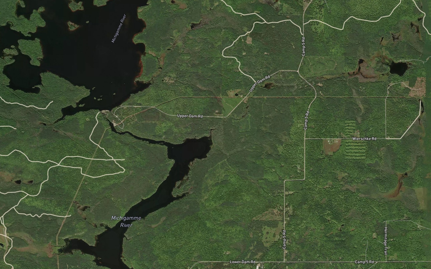Satellite map of the Gages Creek