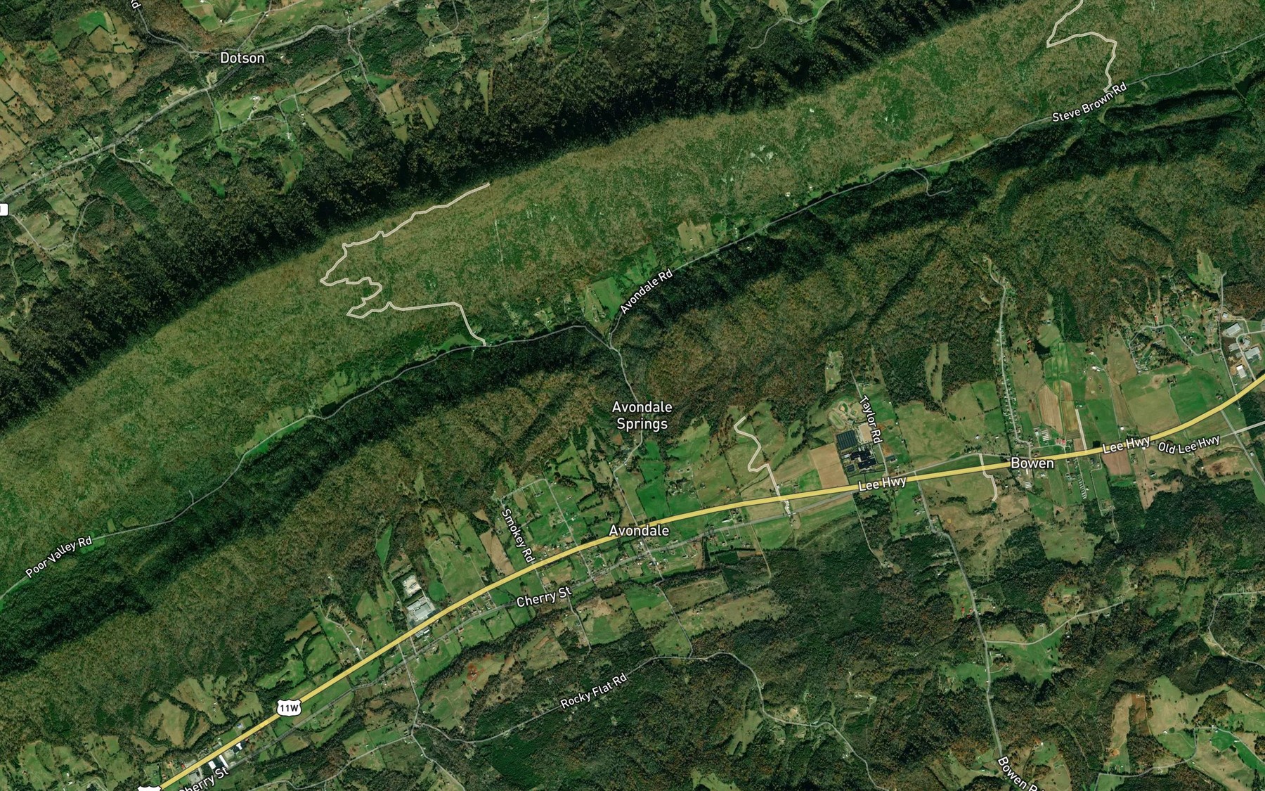 Satellite map of the Red Sulfur Spring