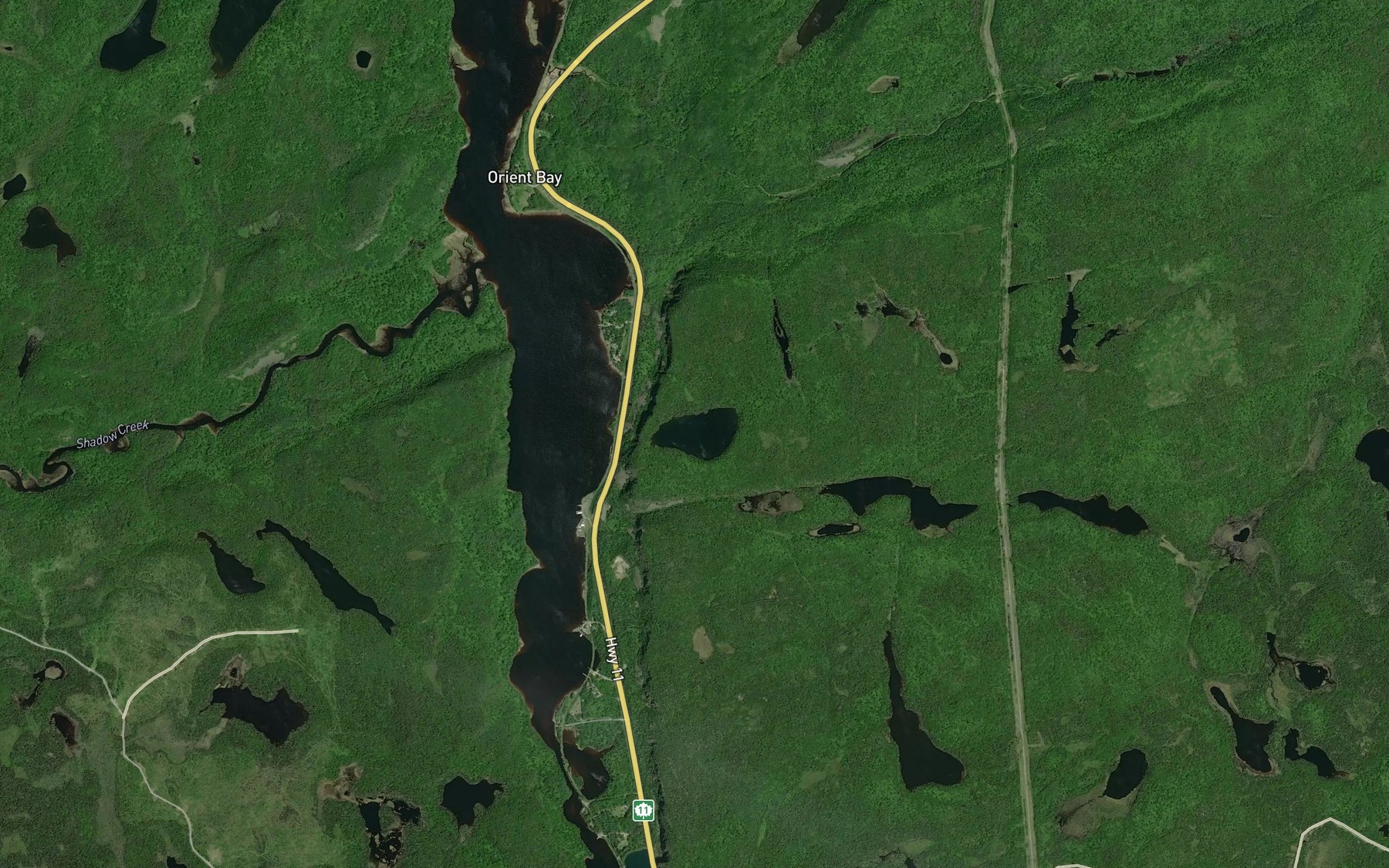 Satellite map of the Shirley Lake