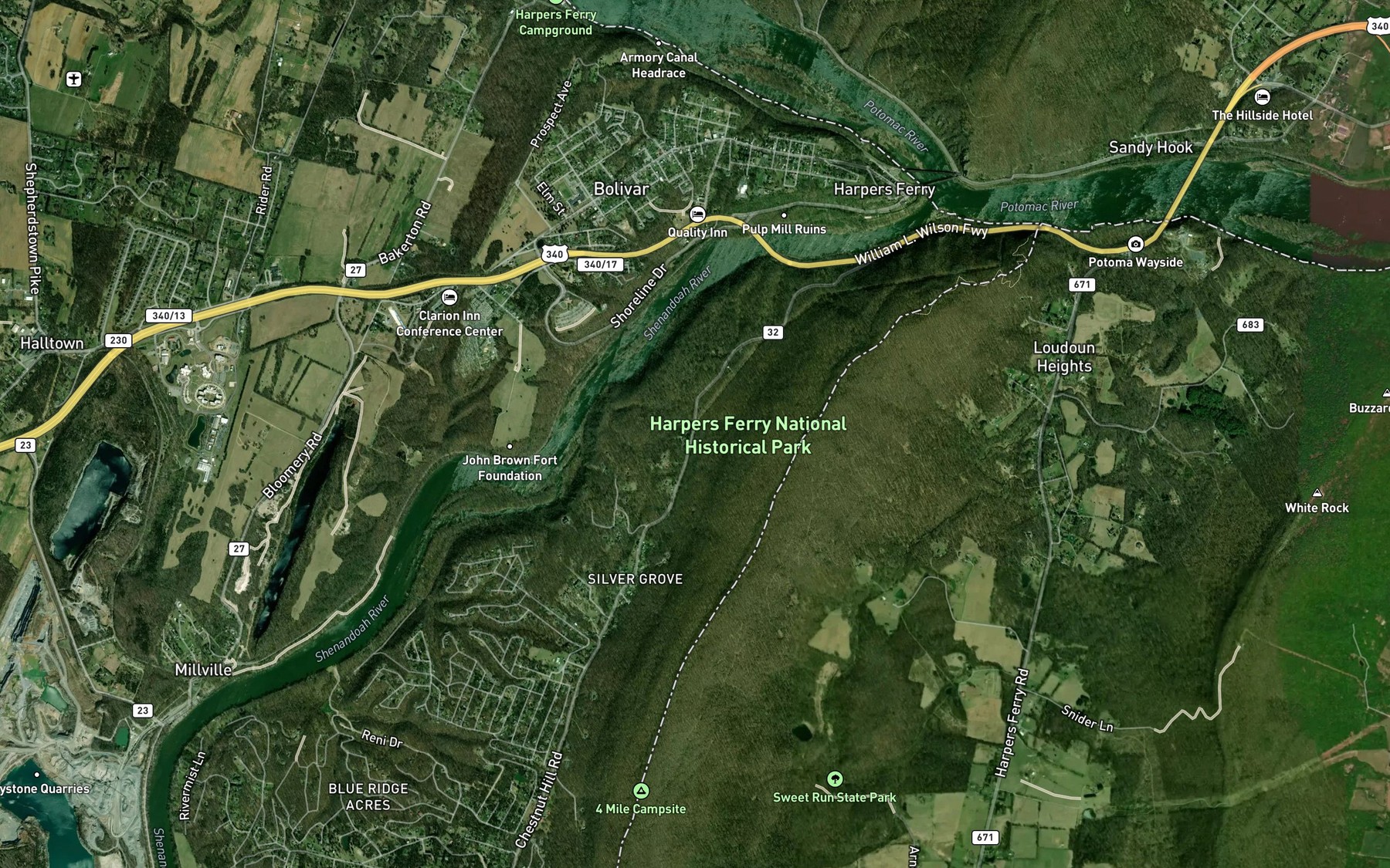 Satellite map of the Klein Spring