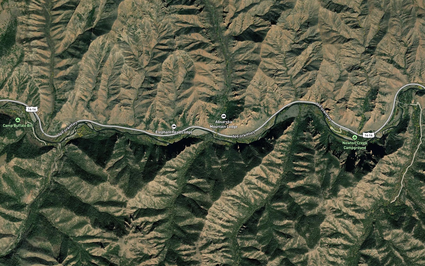 Satellite map of the Gunbarrel Creek