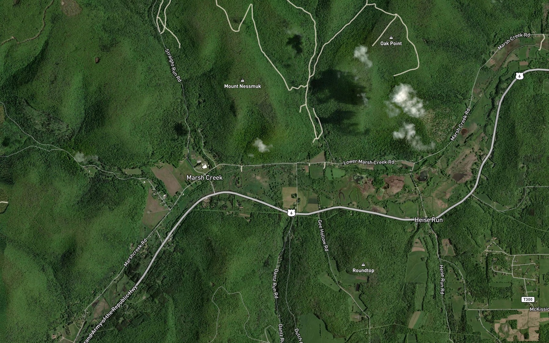 Satellite map of the Dantz Run