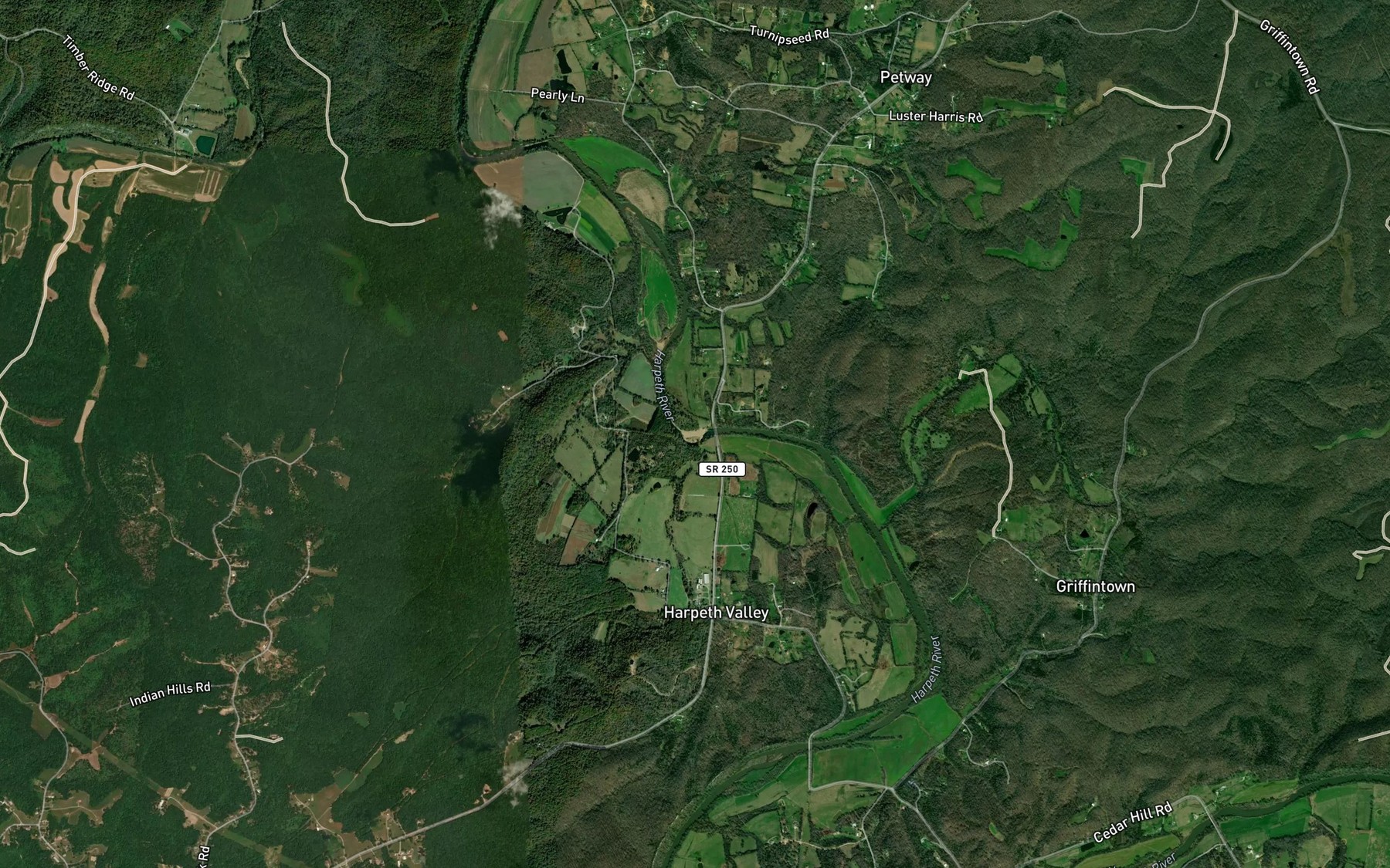Satellite map of the Oakley Branch