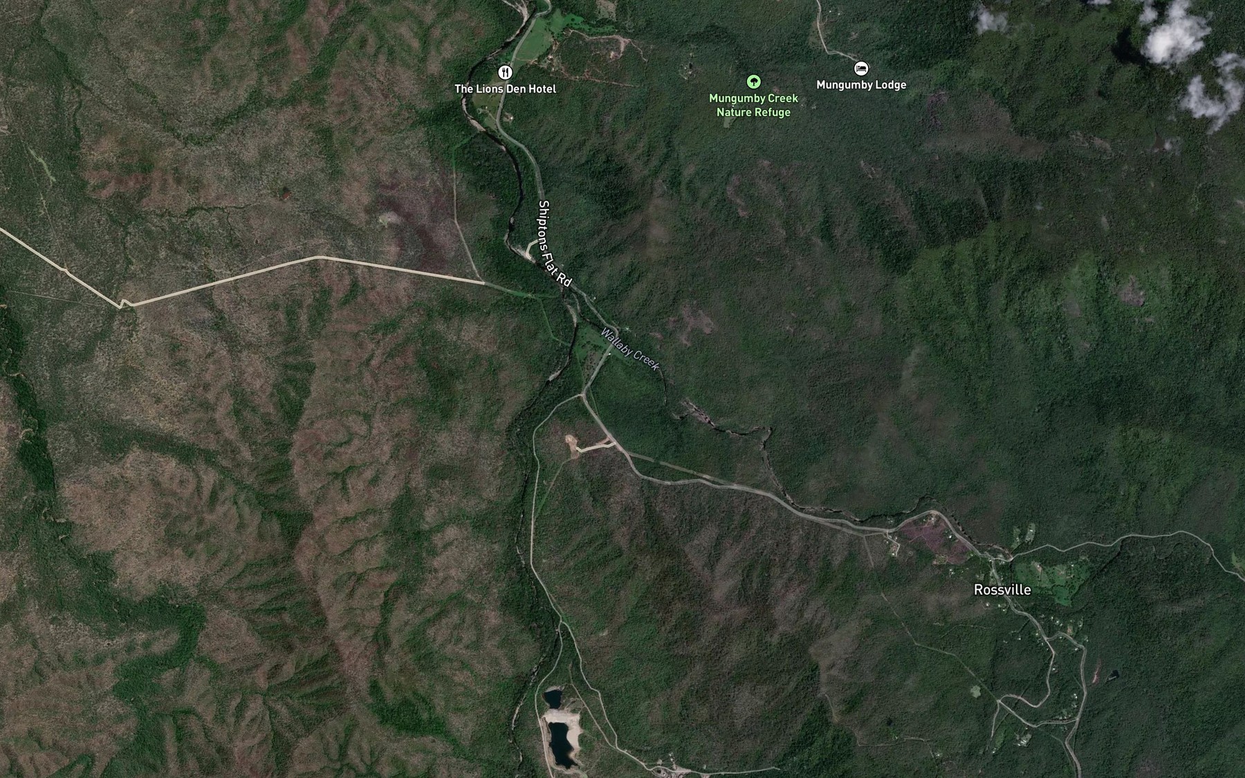 Satellite map of the Wallaby Creek