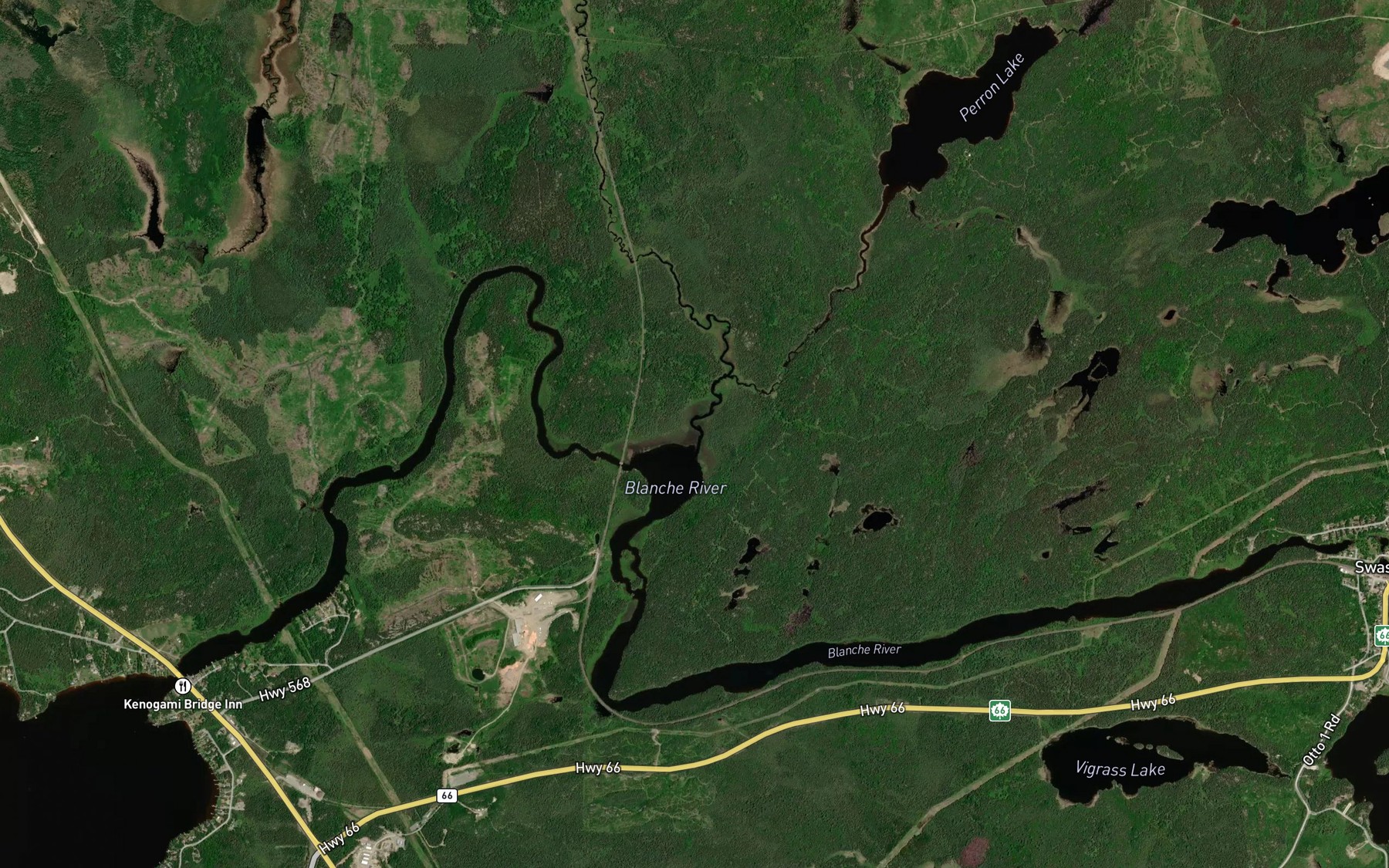 Satellite map of the Perron Creek