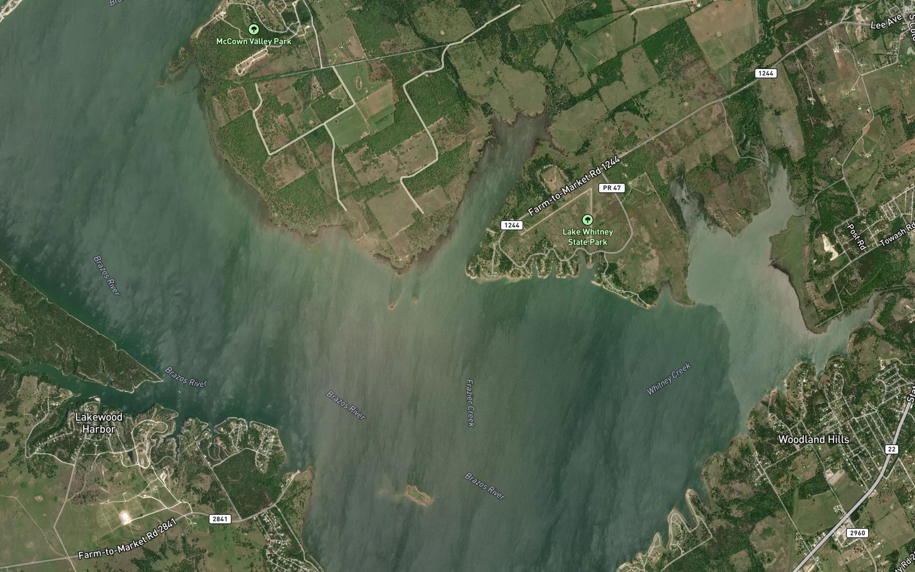 Satellite map of the Frazier Creek