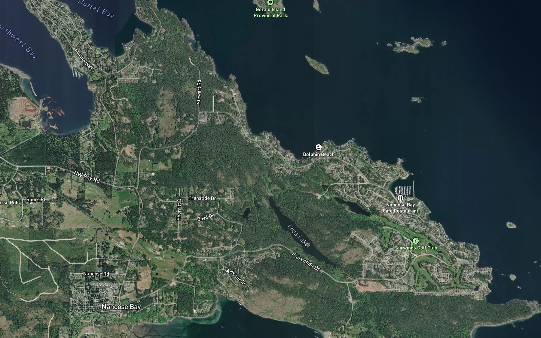 Satellite map of the Enos Creek