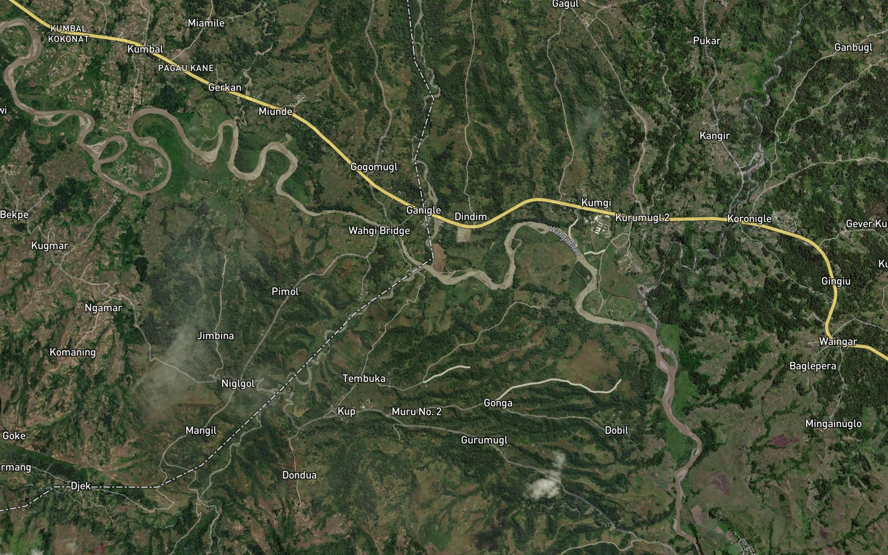 Satellite map of the Numandi River
