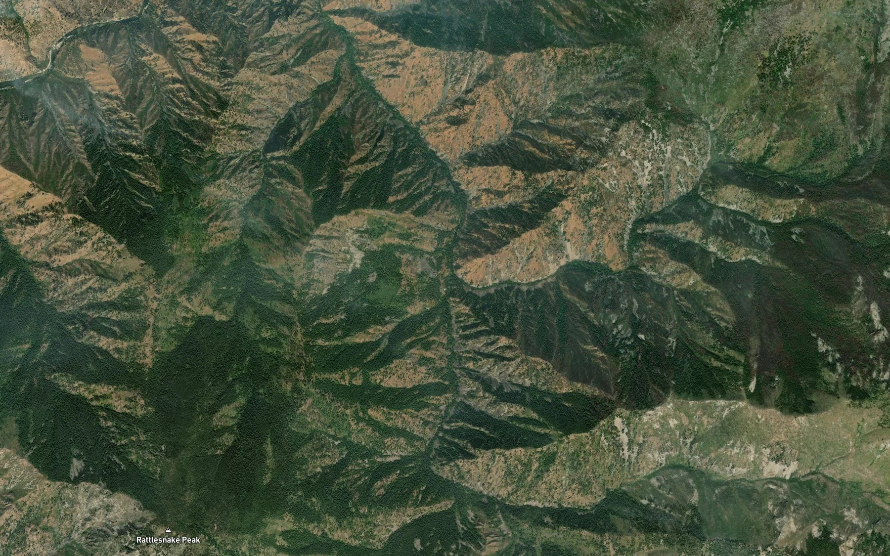 Satellite map of the Wolf Fang Creek