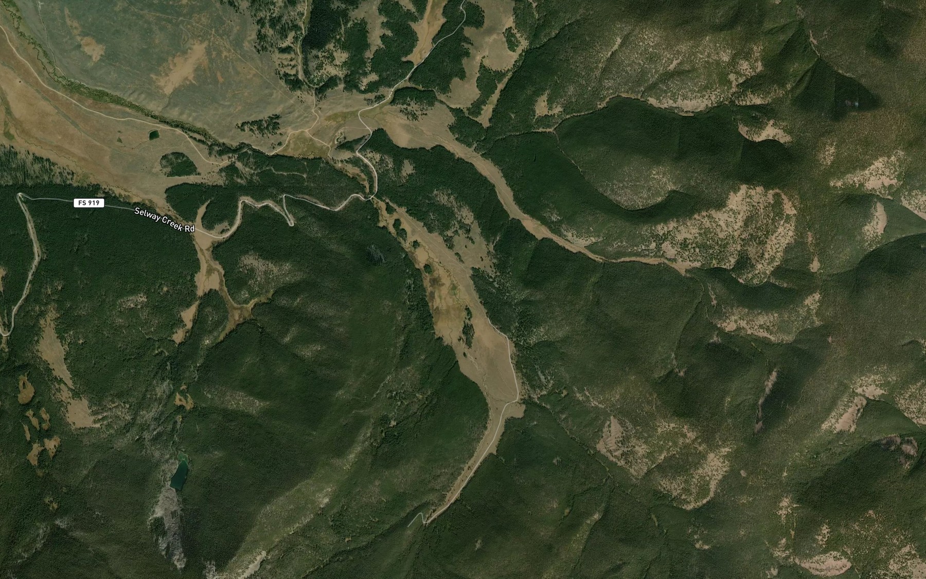Satellite map of the Thayer Creek