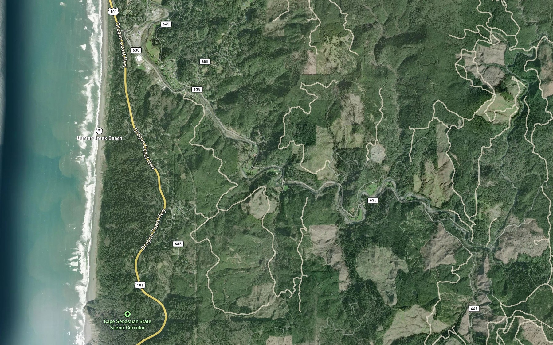 Satellite map of the Smith Creek