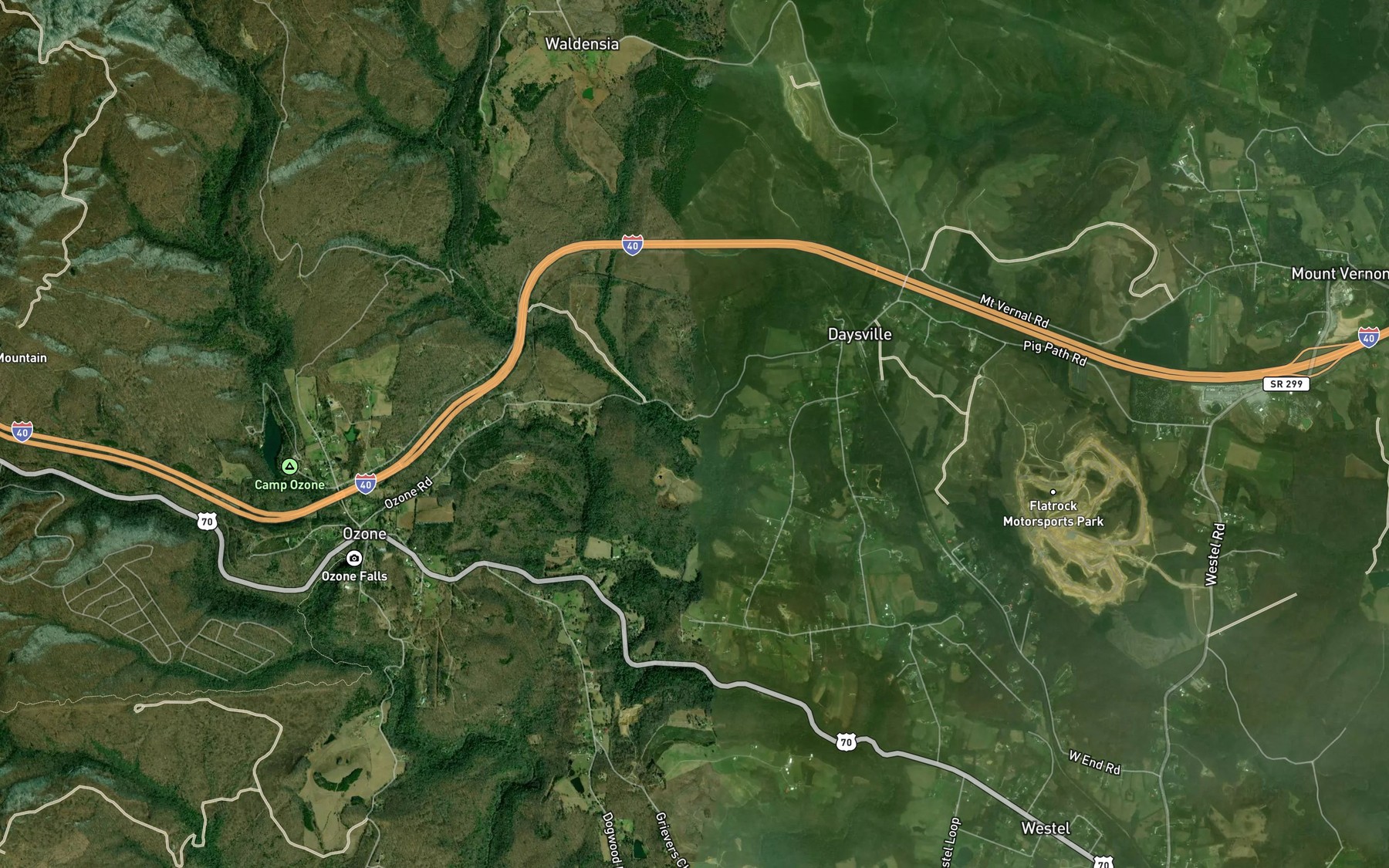 Satellite map of the Millstone Creek