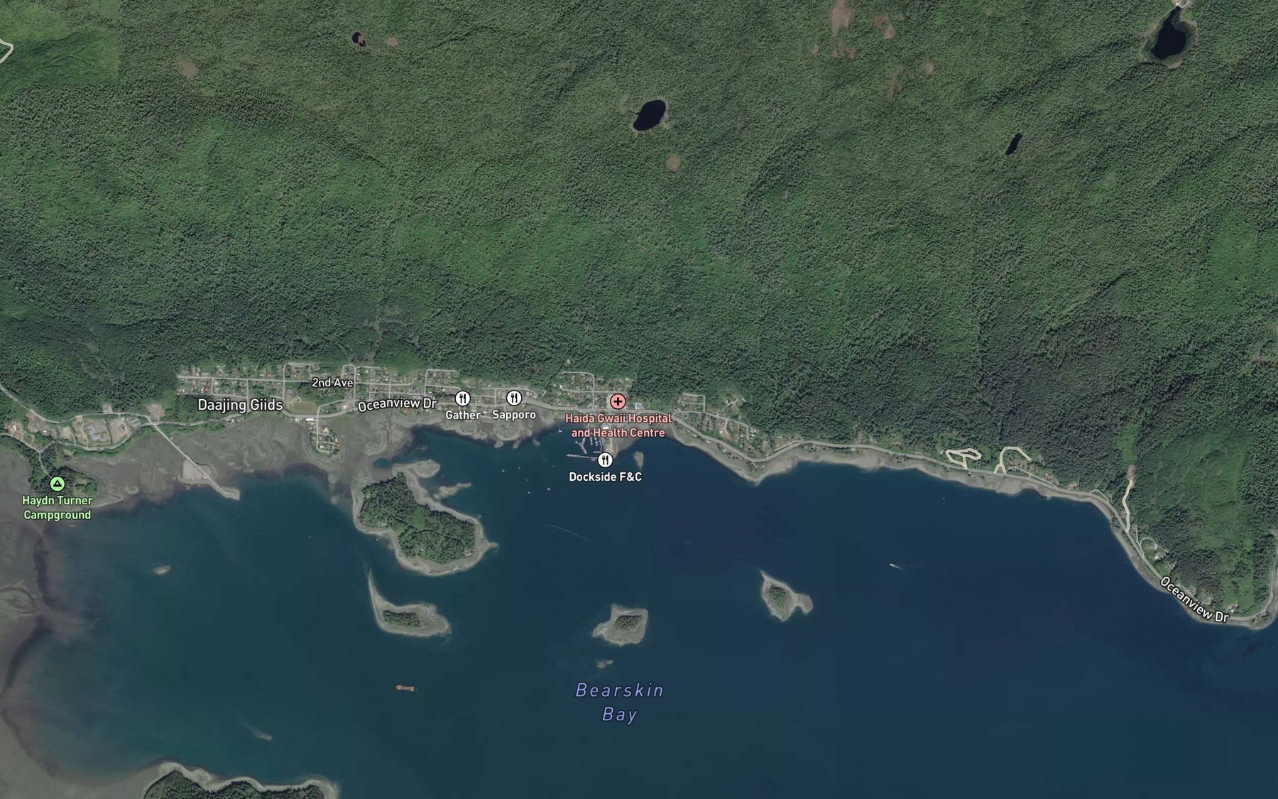 Satellite map of the Sybil Creek