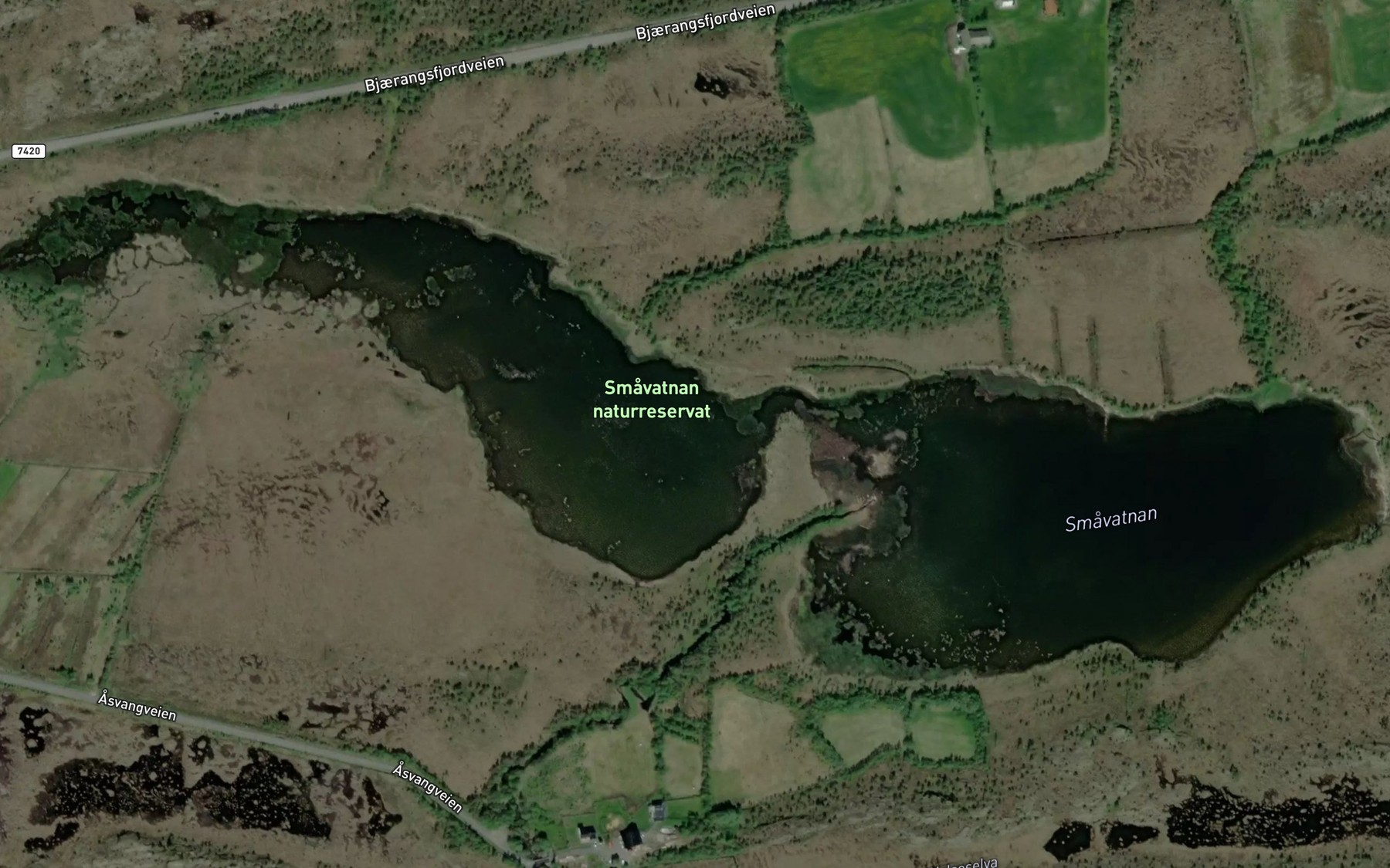 Satellite map of the Smavatnan