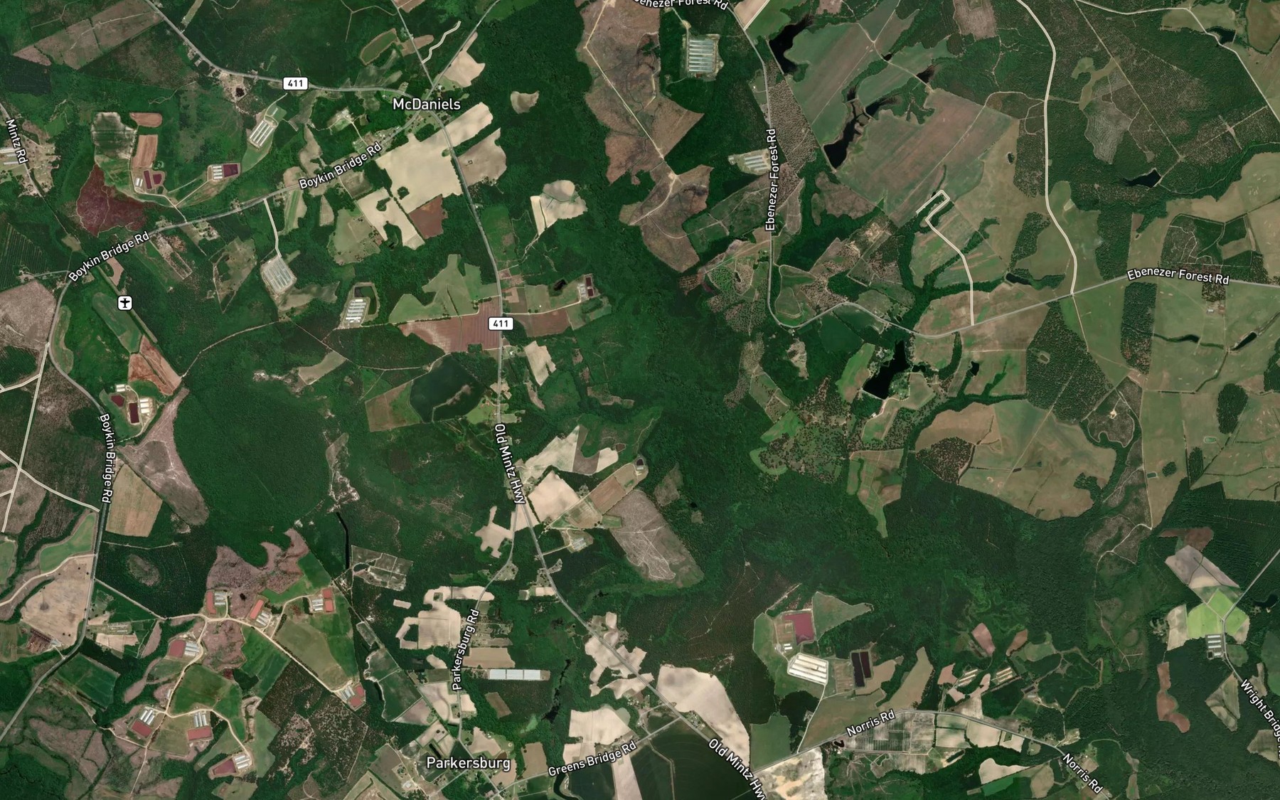 Satellite map of the Horsepen Branch