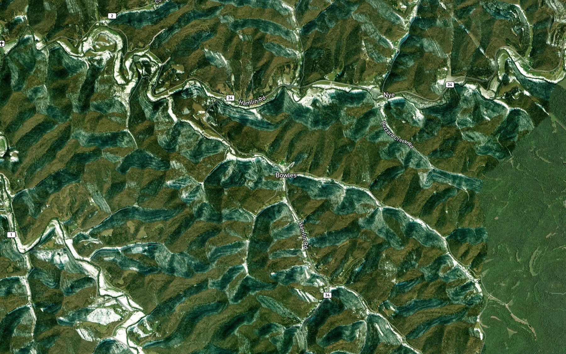 Satellite map of the Harvey Creek