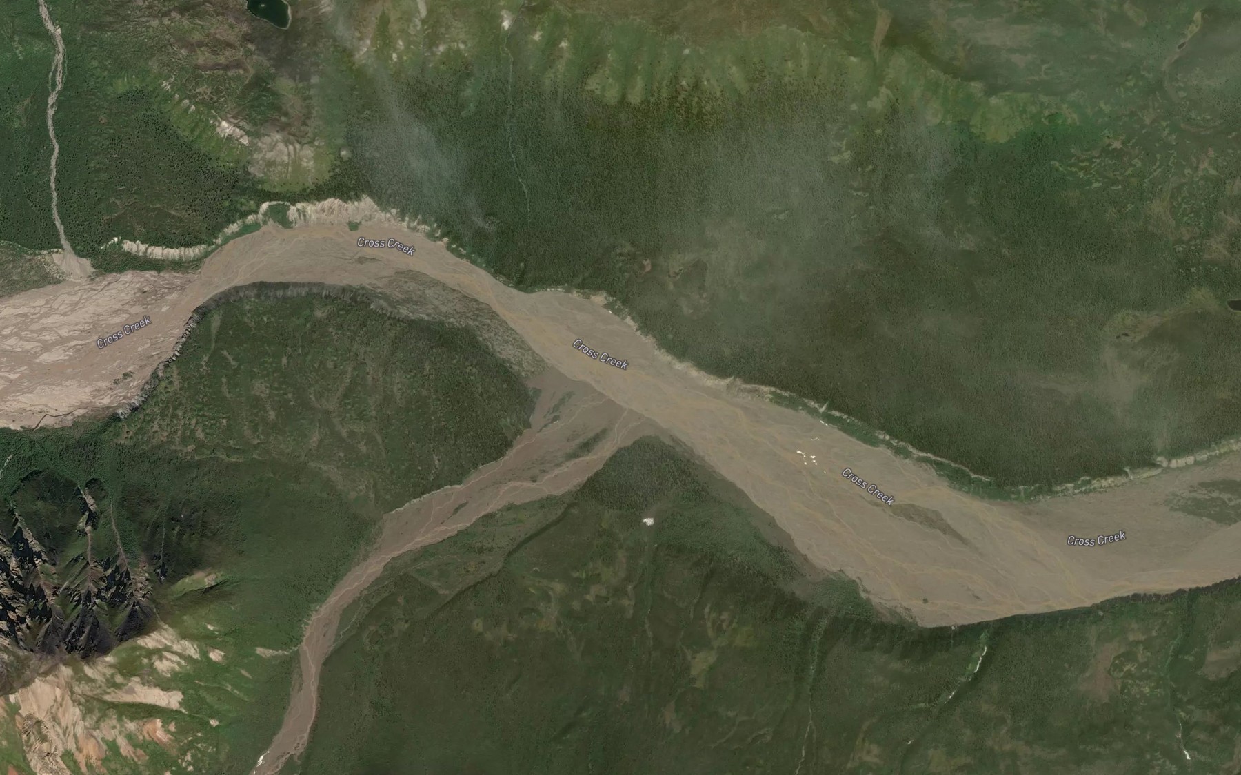 Satellite map of the Ramshole Creek