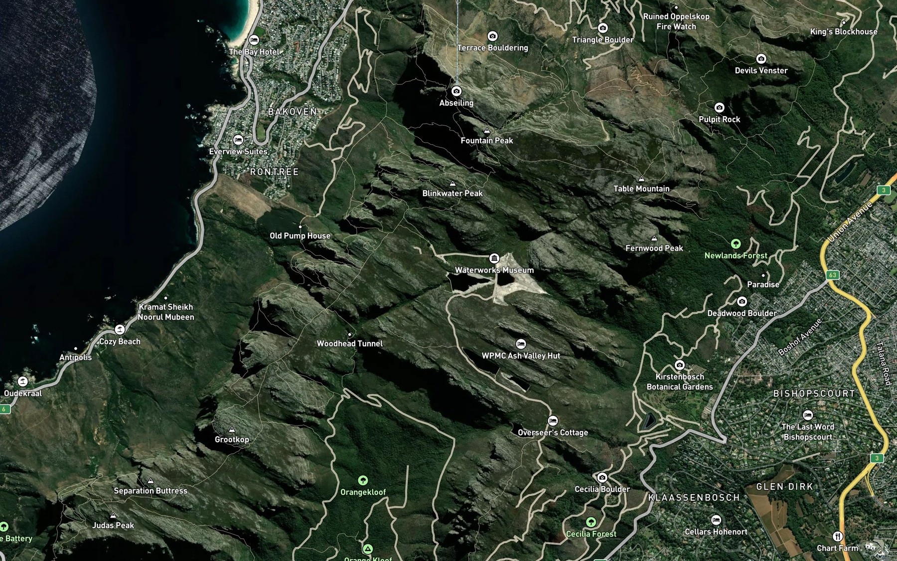 Satellite map of the Disa Stream