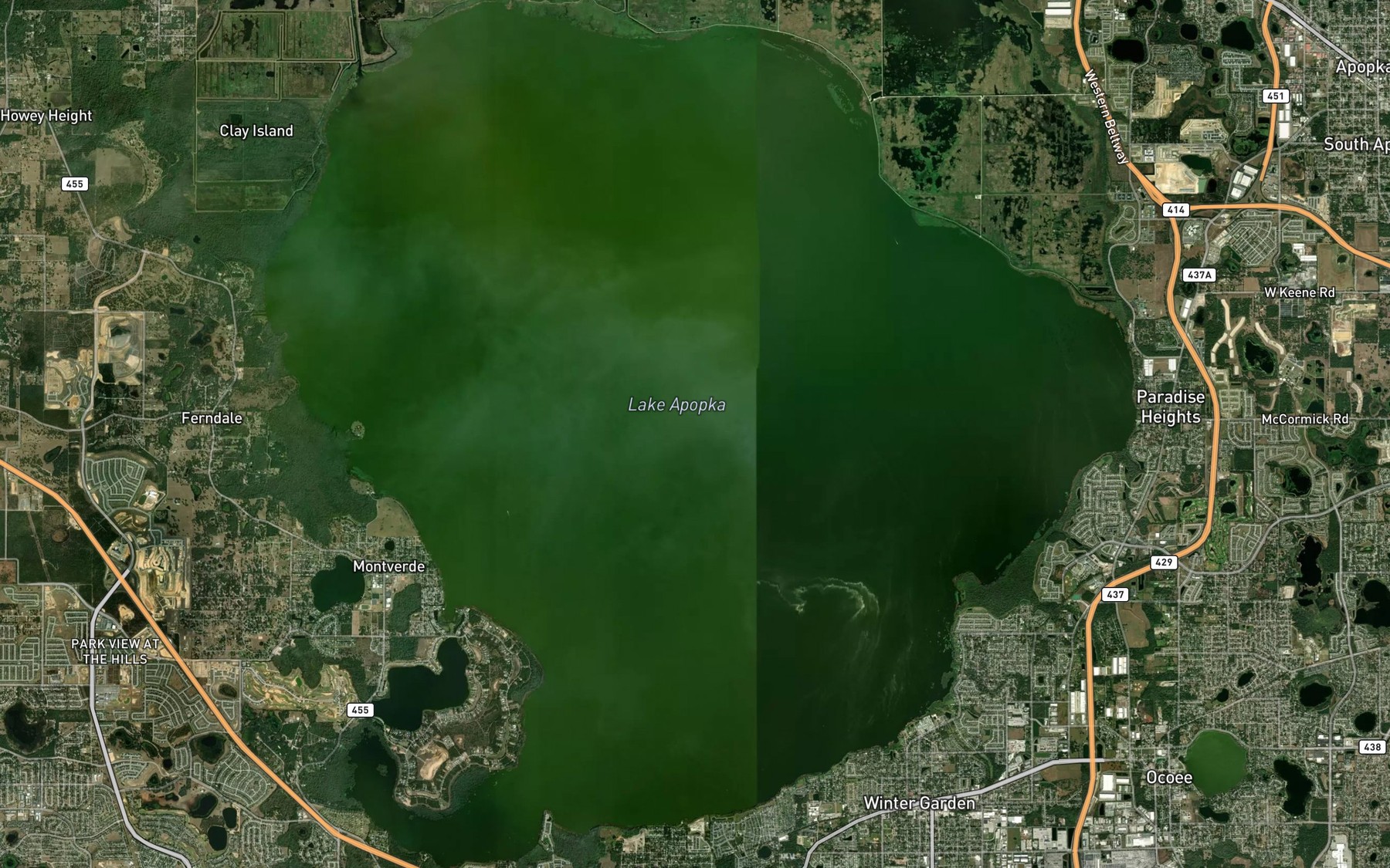 Satellite map of the Lake Apopka