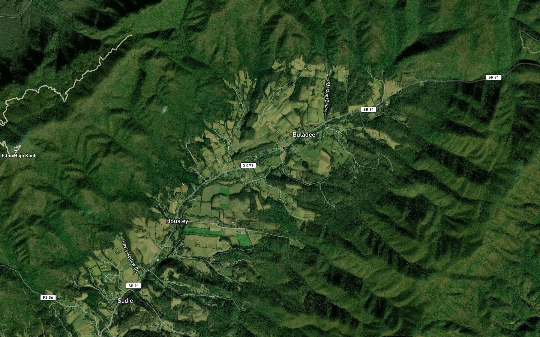 Satellite map of the Taylor Branch