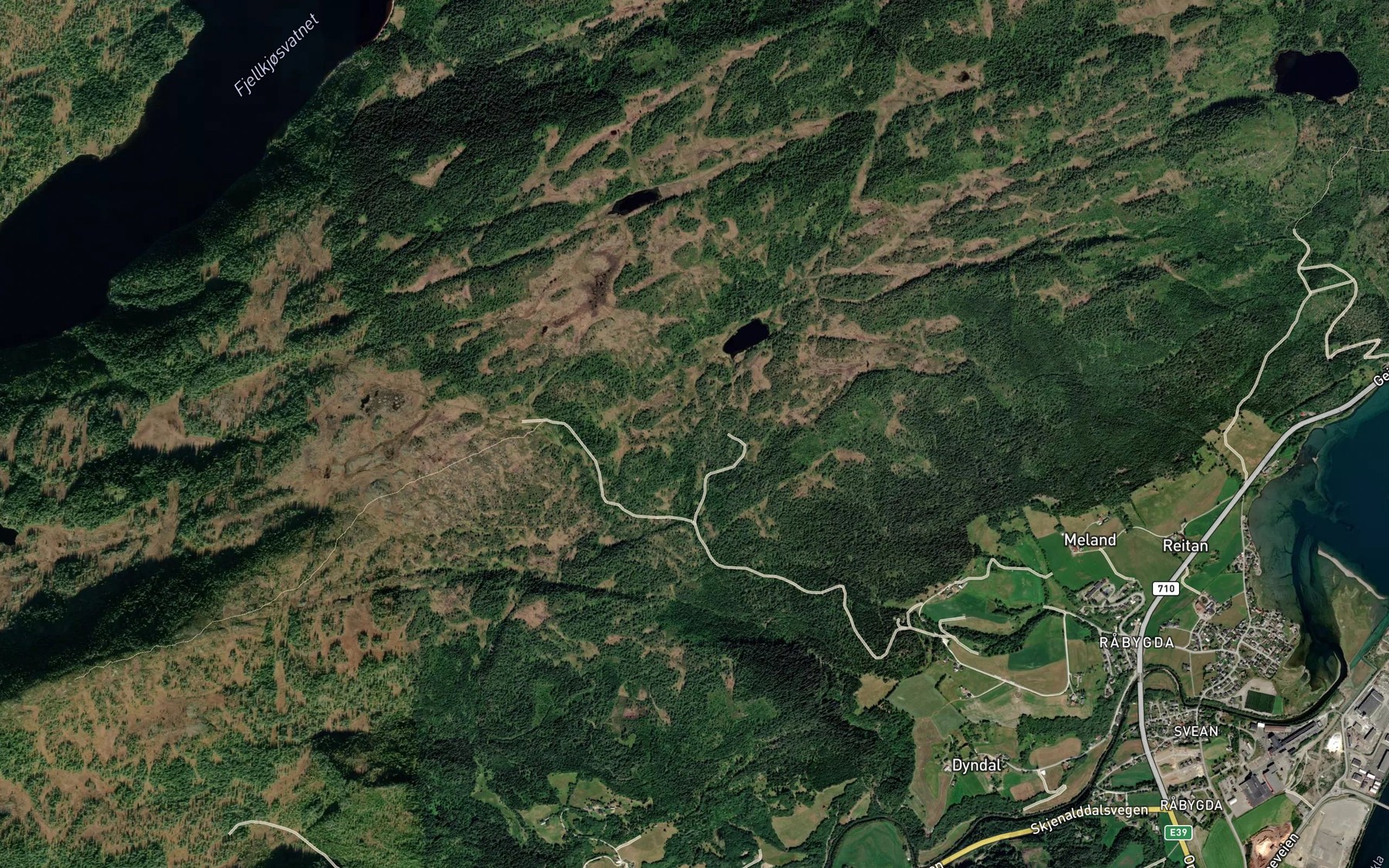 Satellite map of the Skorvtjornbekken