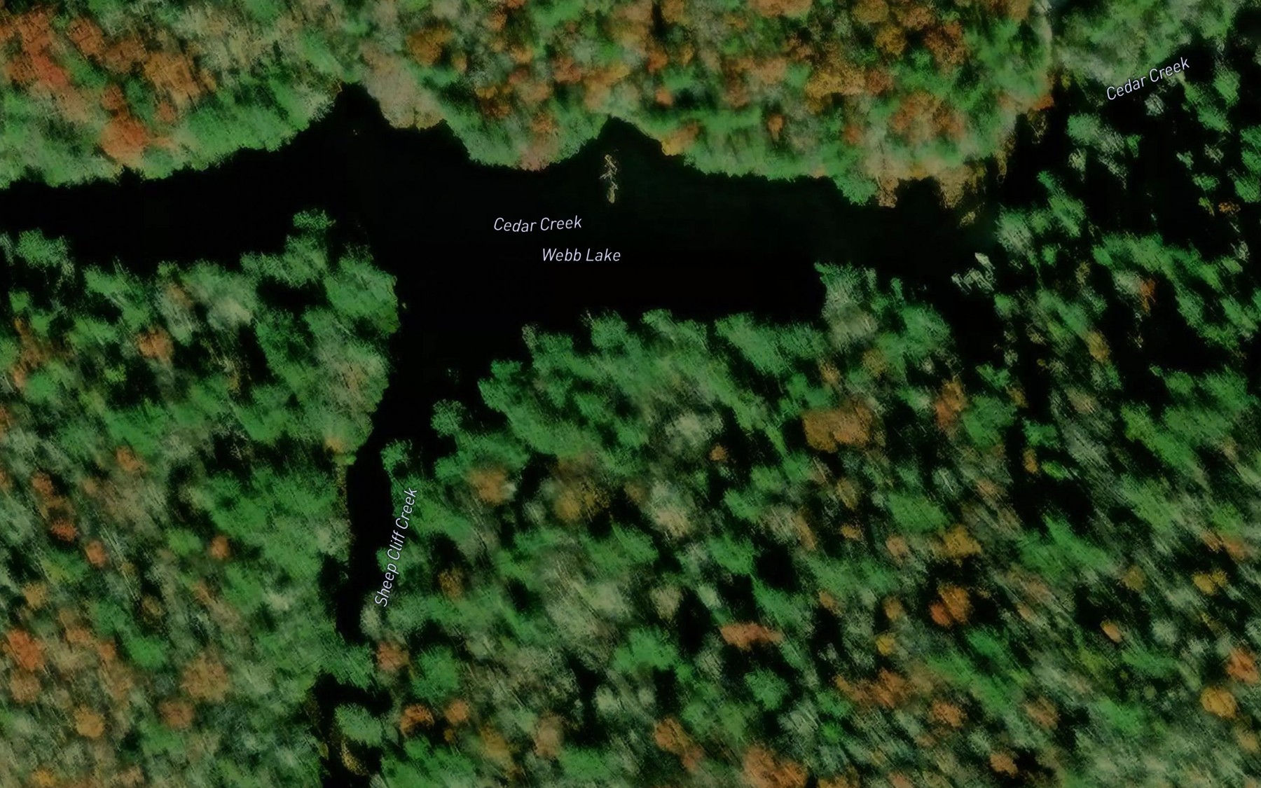 Satellite map of the Webb Lake