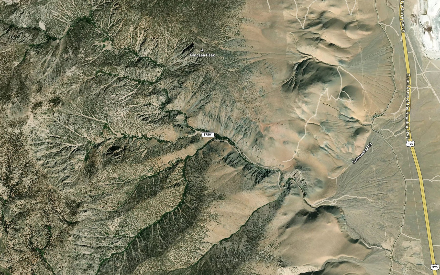 Satellite map of the Diaz Creek