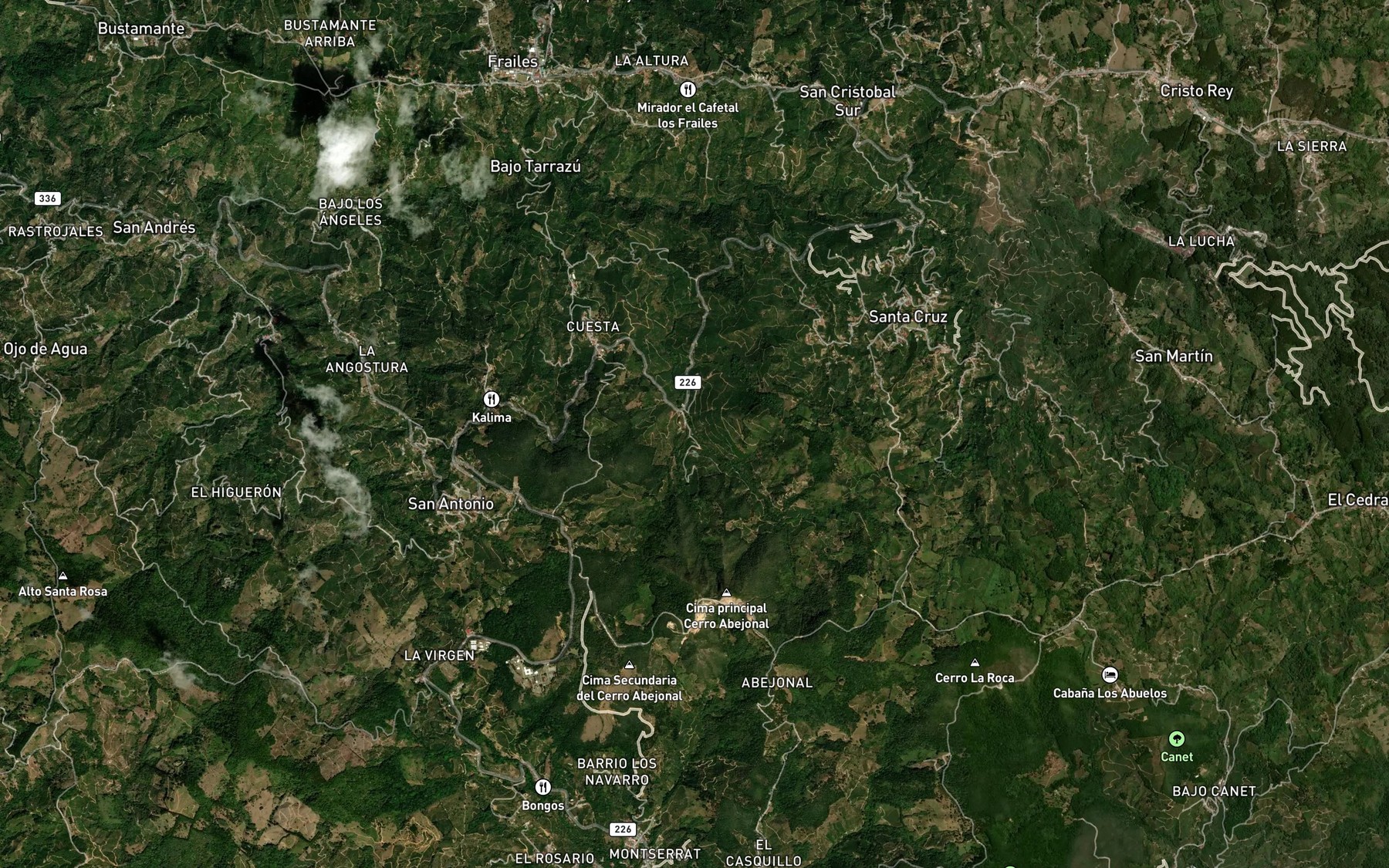 Satellite map of the Quebrada Piedades