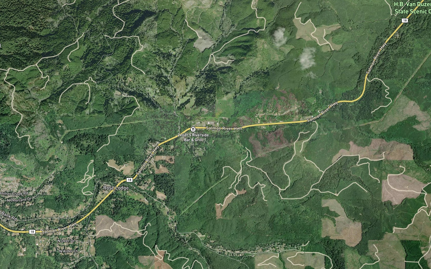 Satellite map of the Alder Brook