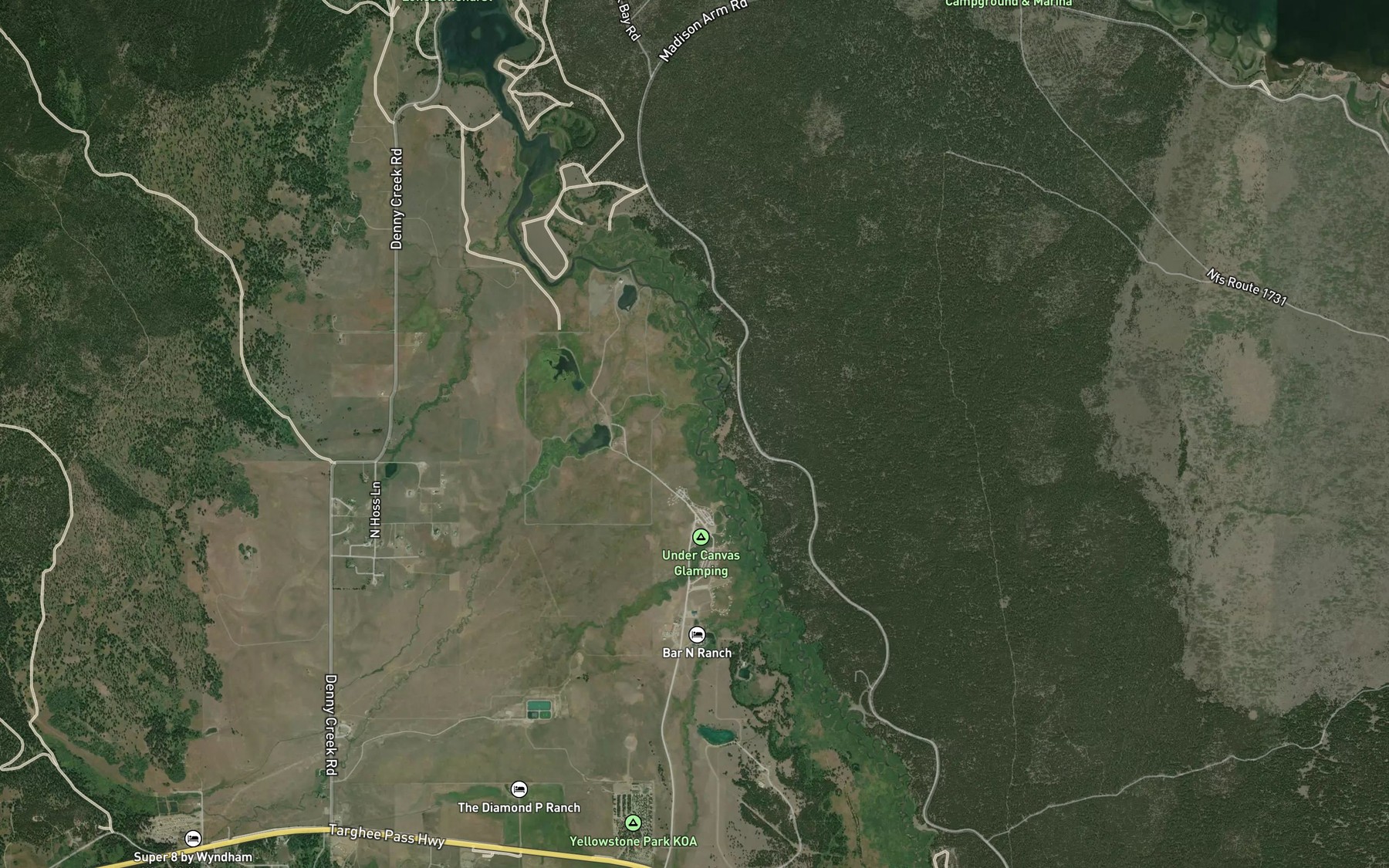 Satellite map of the Denny Creek