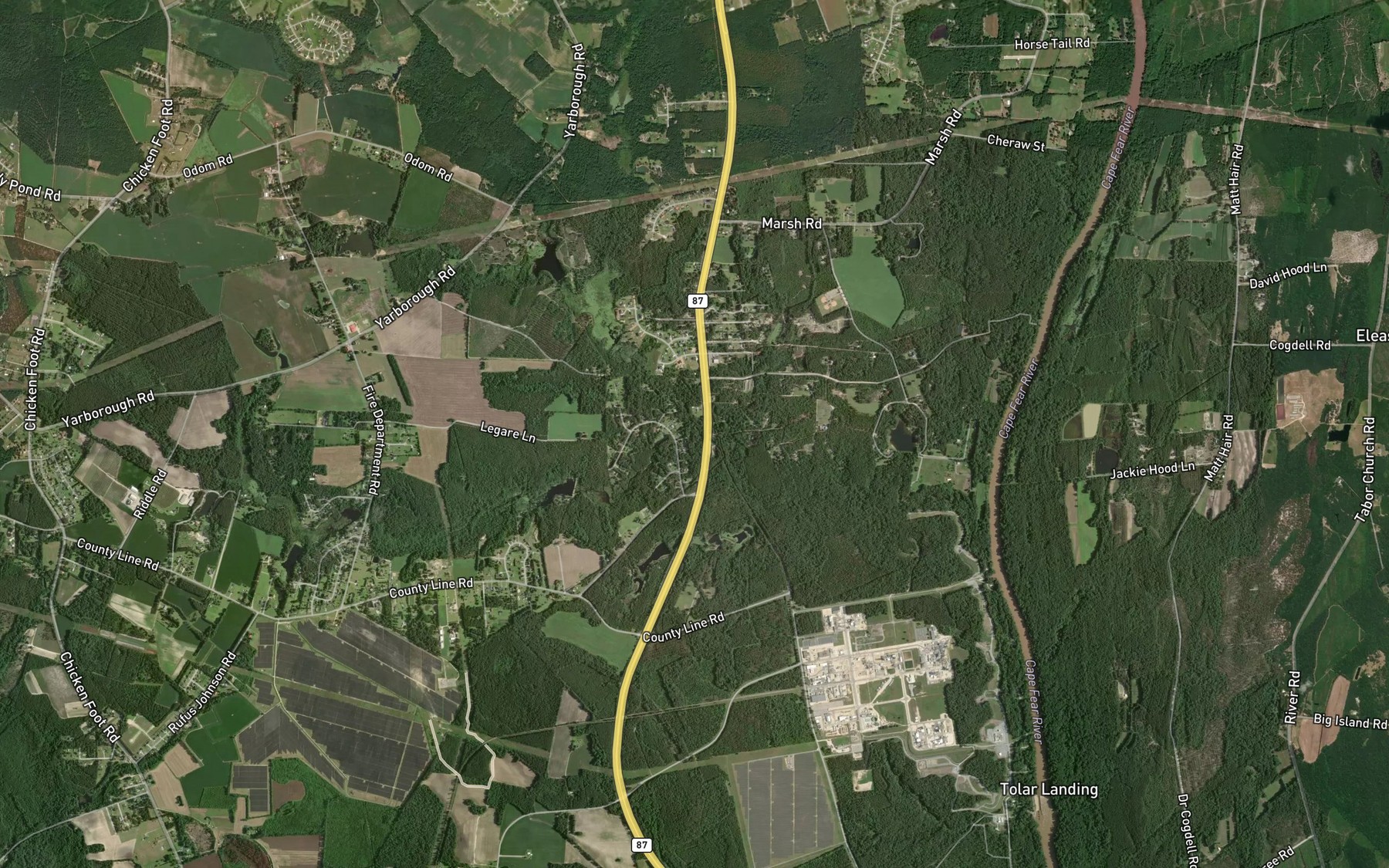 Satellite map of the Kirks Mill Creek