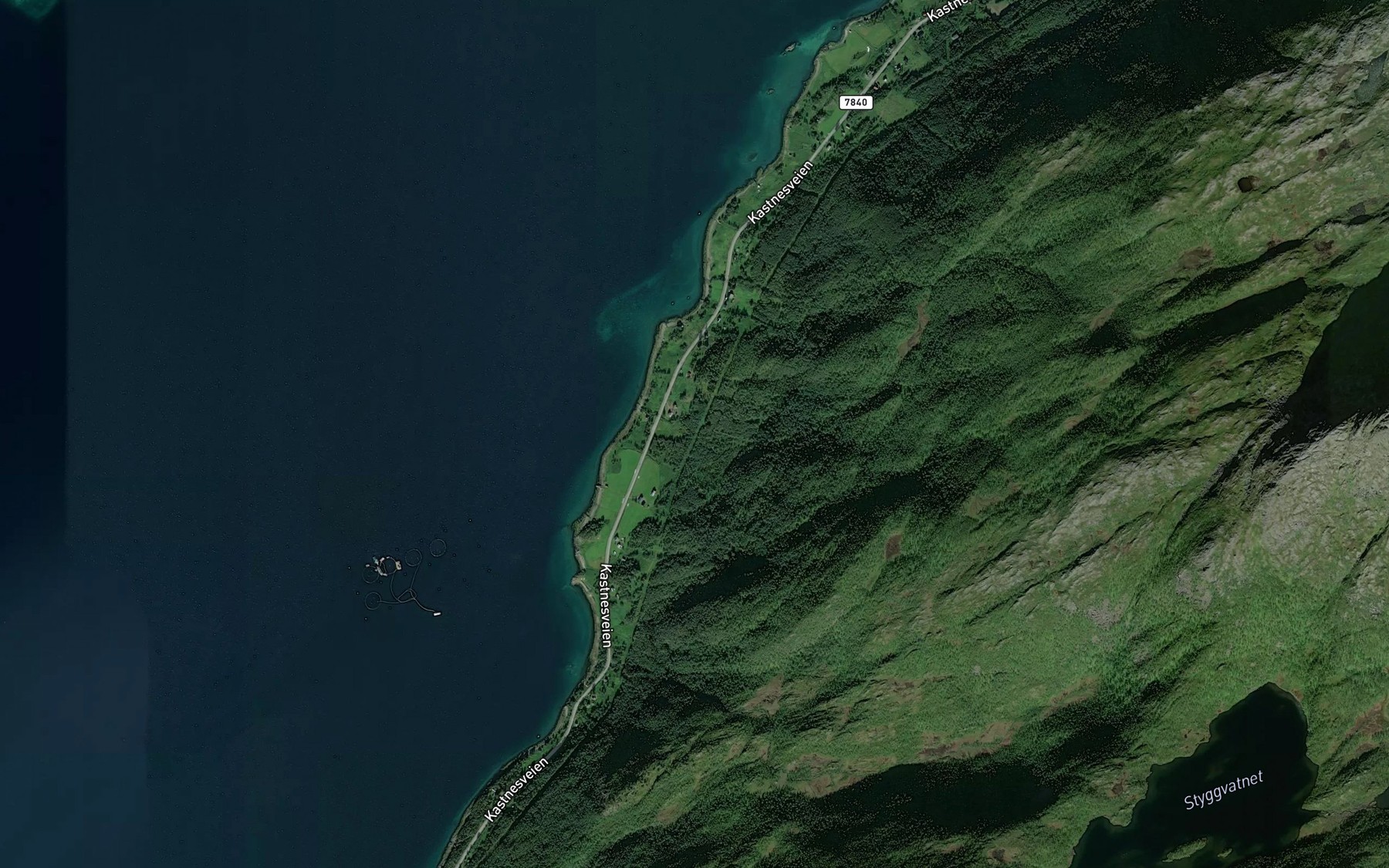 Satellite map of the Kvalelva
