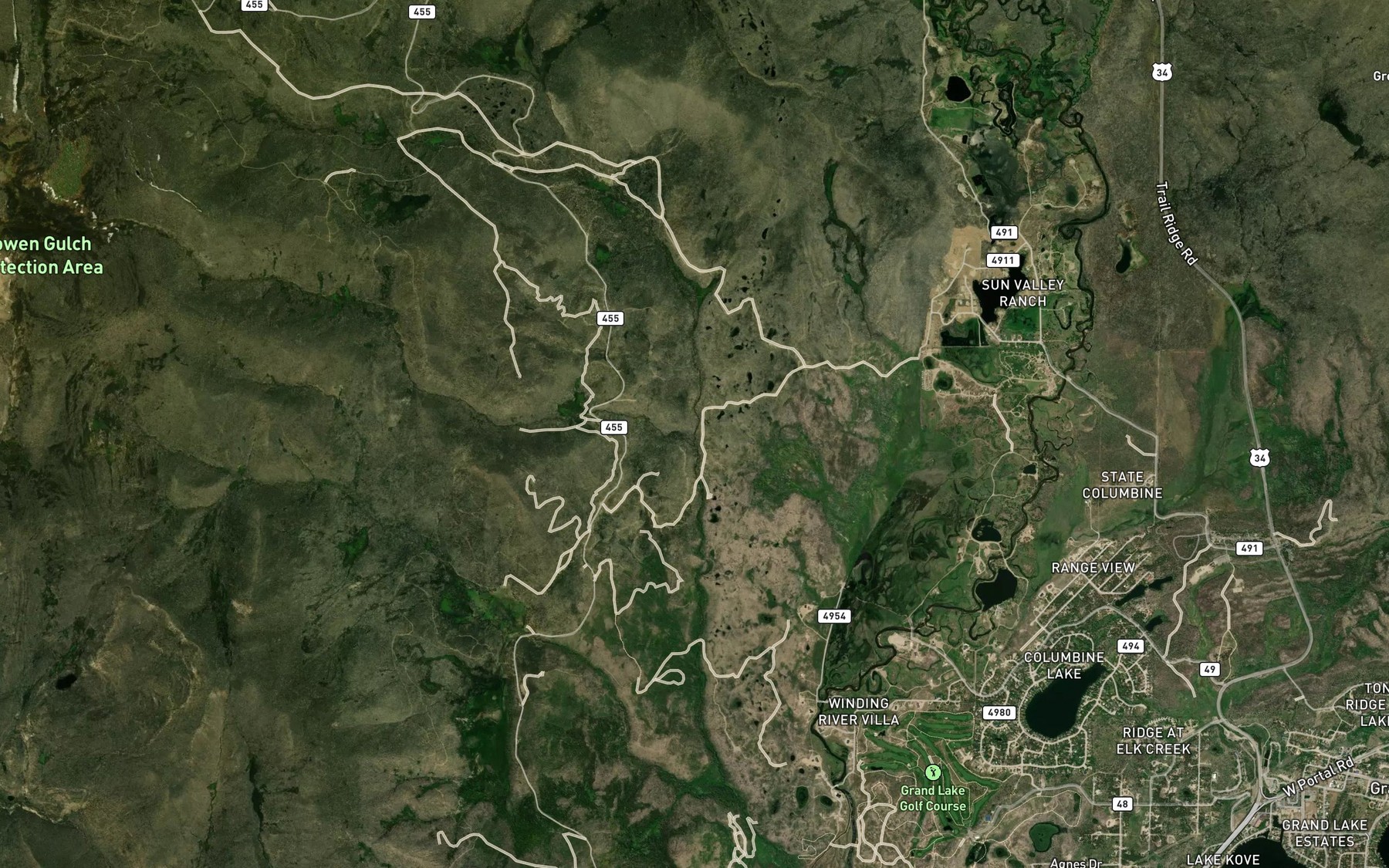 Satellite map of the Middle Supply Creek