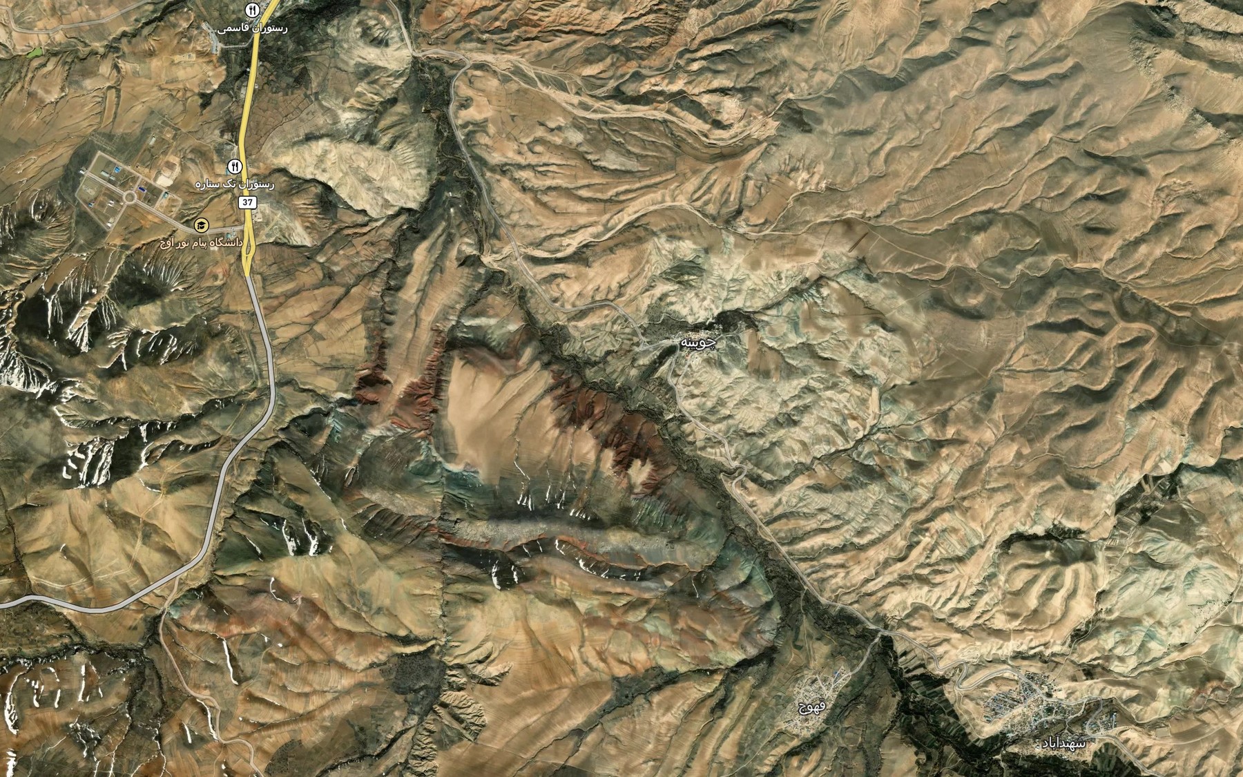 Satellite map of the Rudkhaneh-ye Aveh