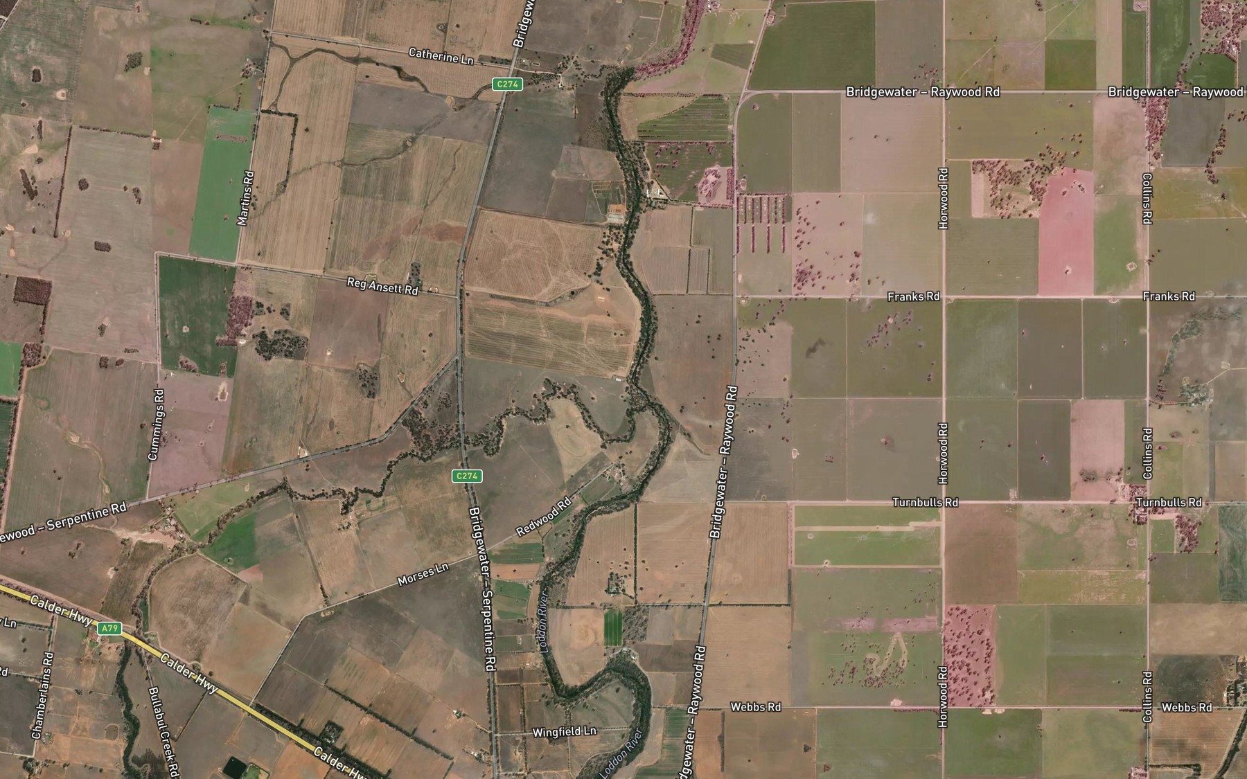 Satellite map of the Bullabul Creek