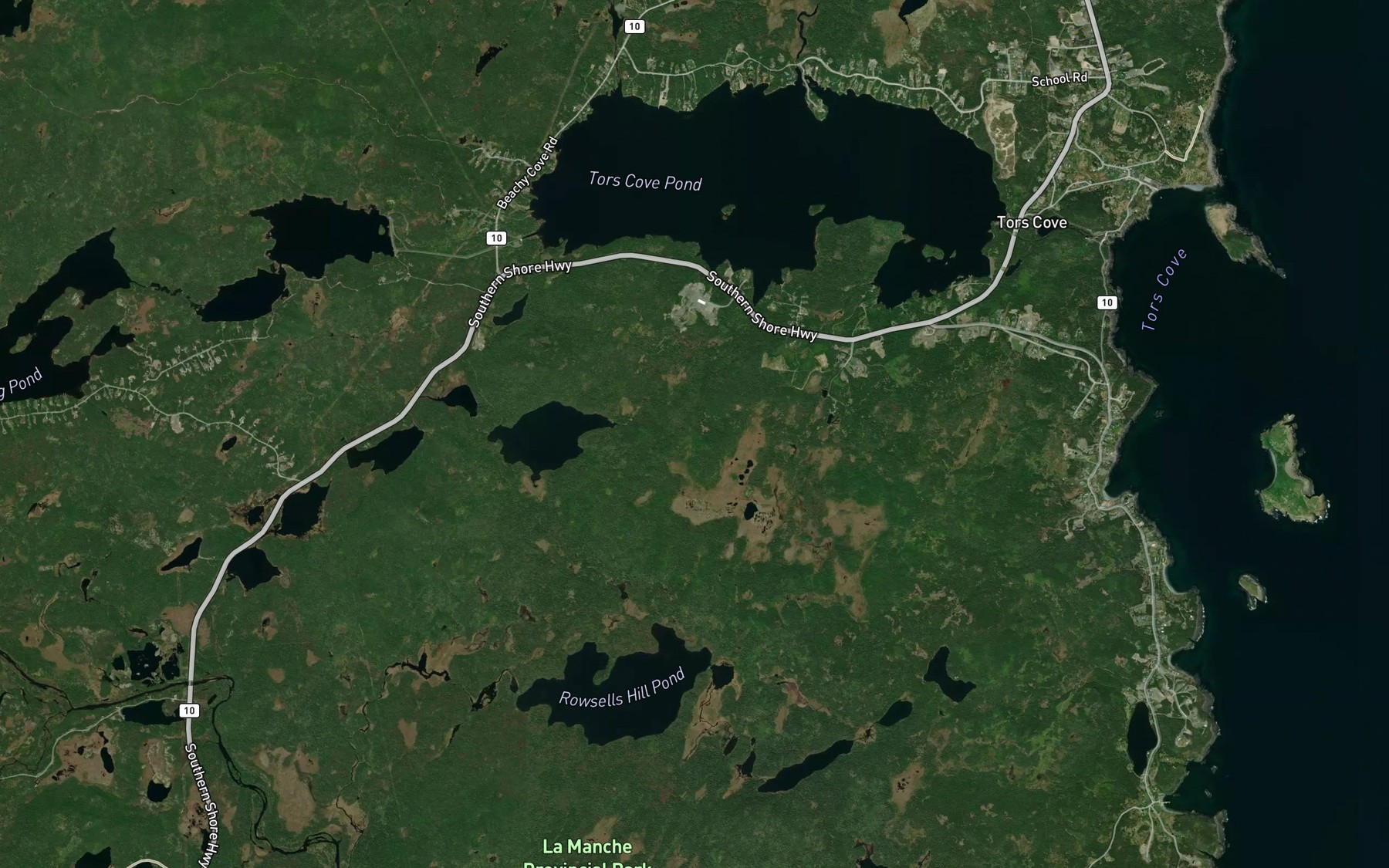 Satellite map of the Three Corner Pond