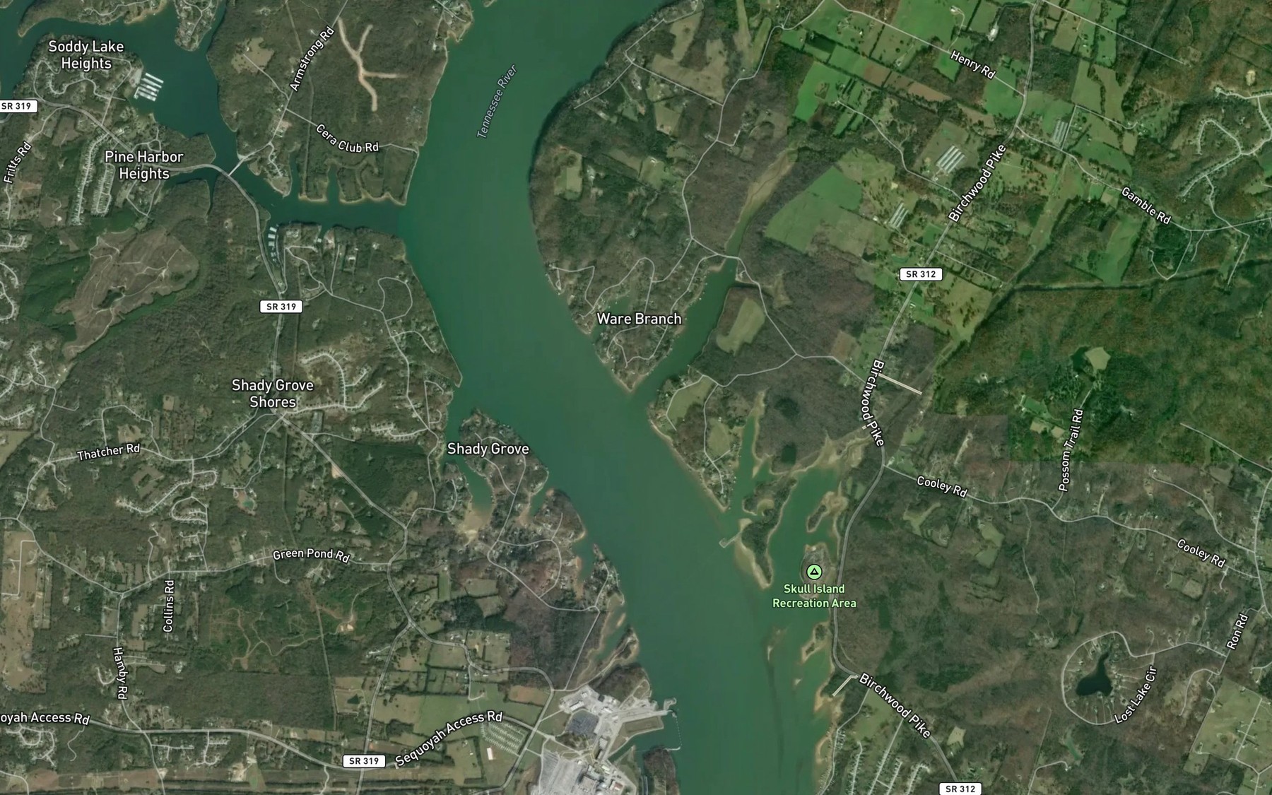Satellite map of the Ware Branch