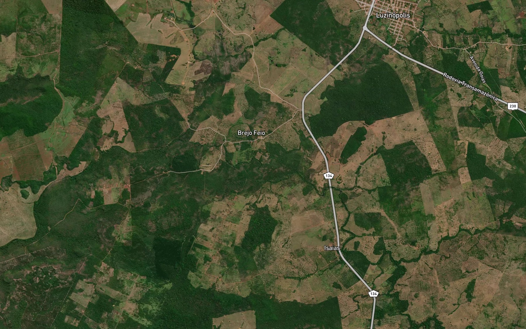 Satellite map of the Ribeirao Brejo Feio